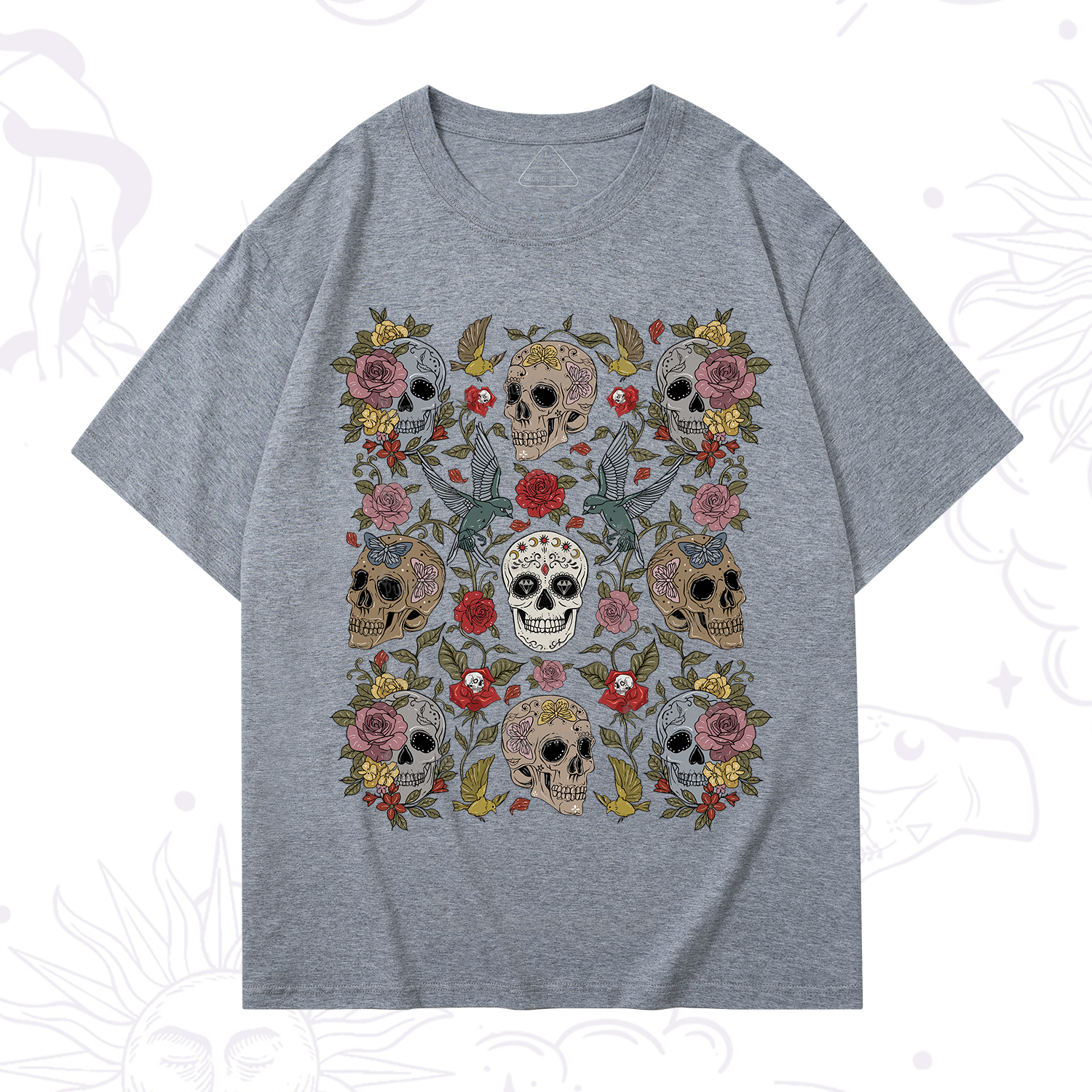 Purplehecate Skull Floral T-Shirt