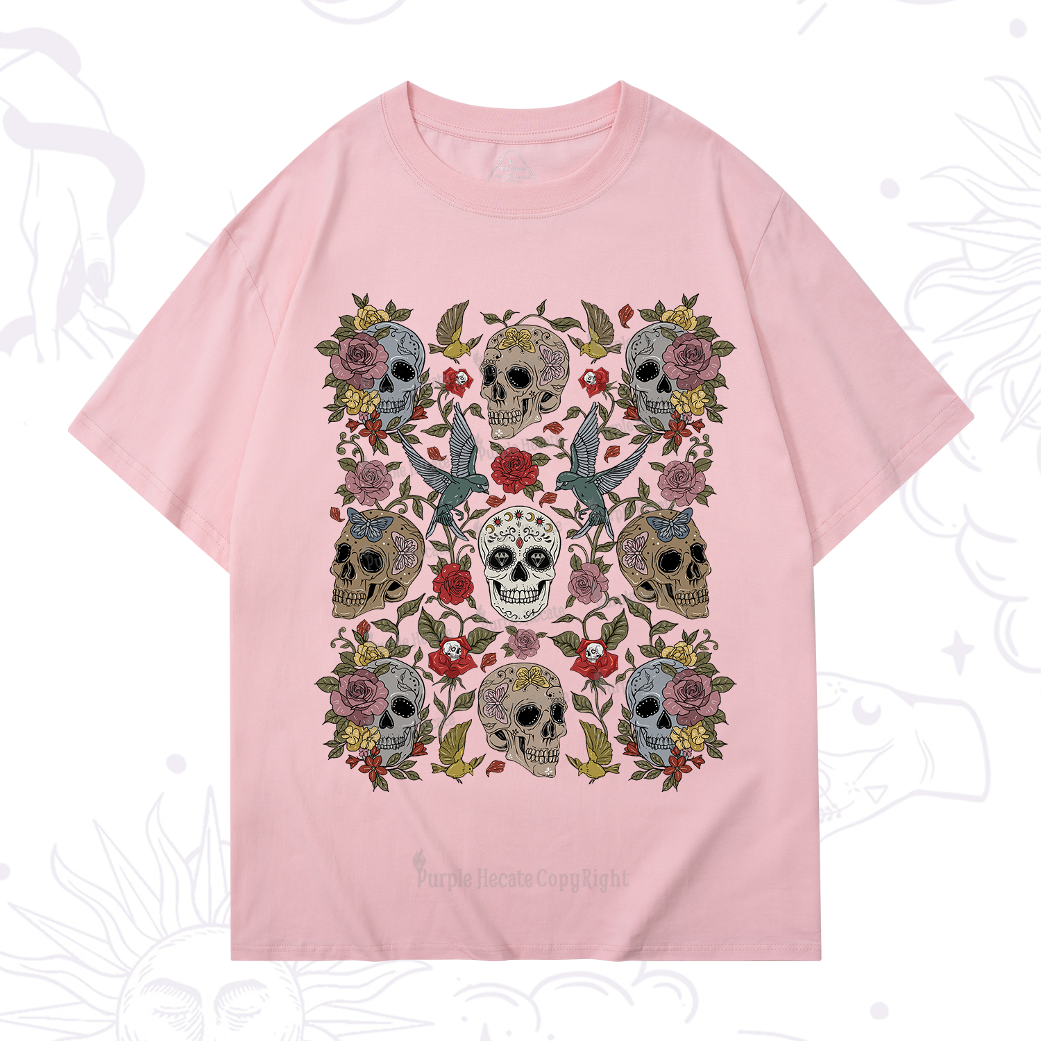Purplehecate Skull Floral T-Shirt