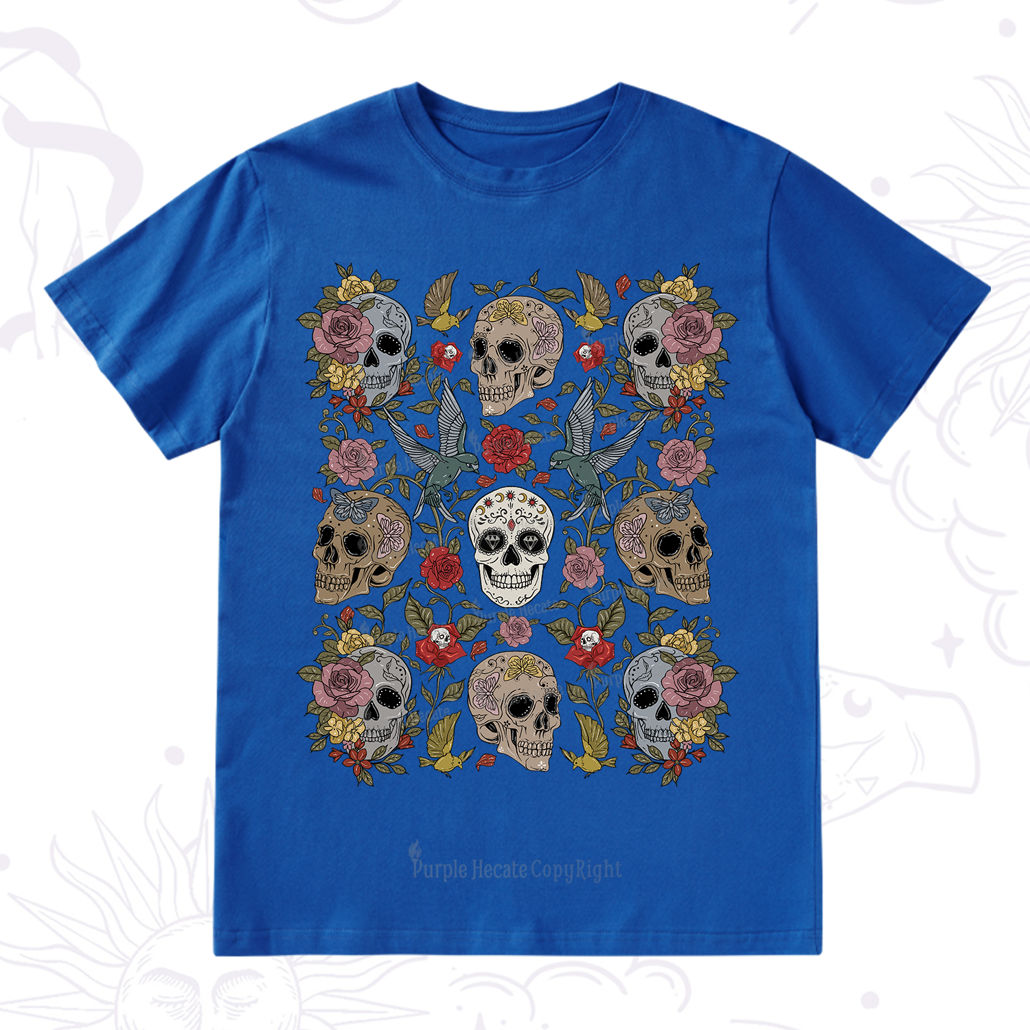 Purplehecate Skull Floral T-Shirt