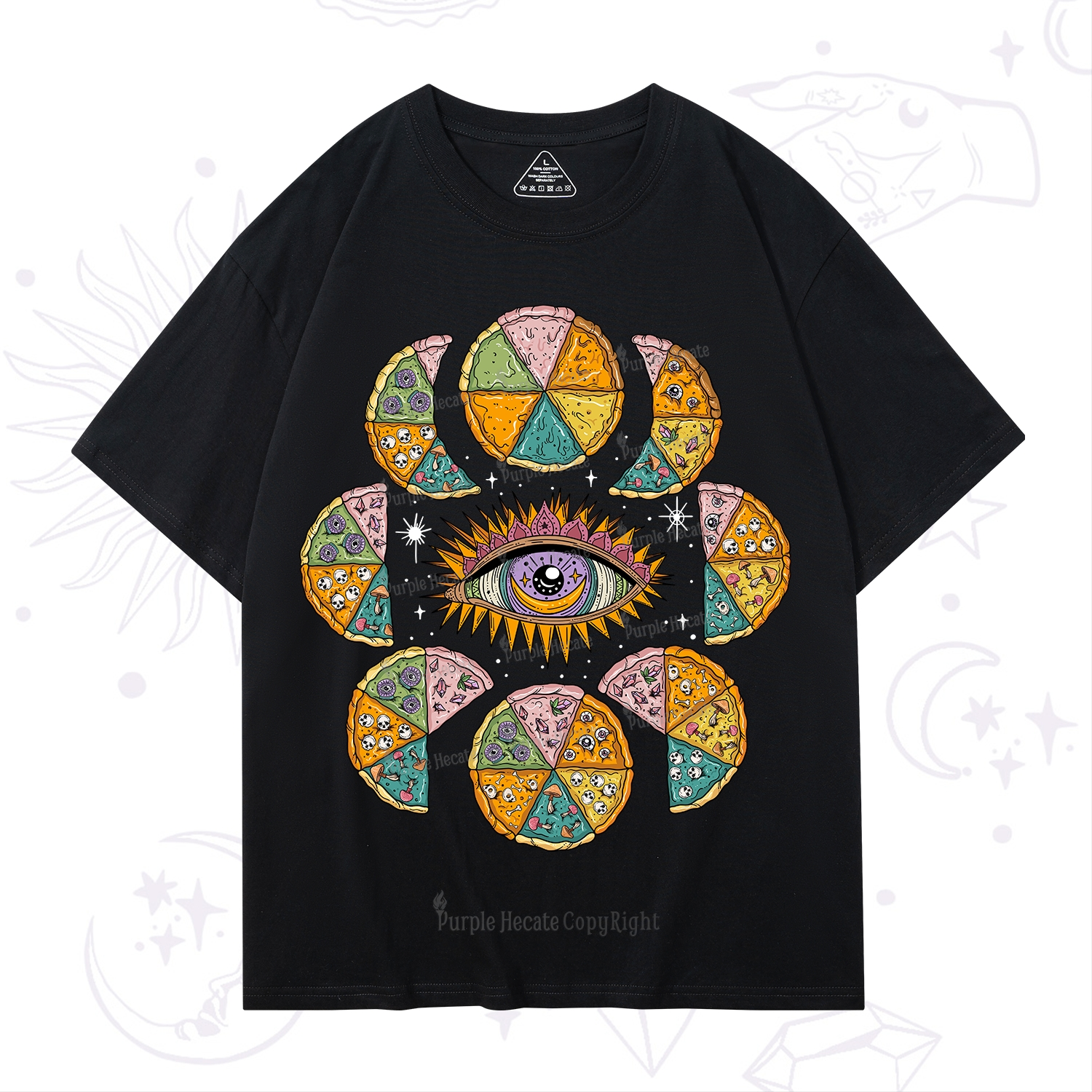 Purplehecate Moon Phase Pizza T-Shirt