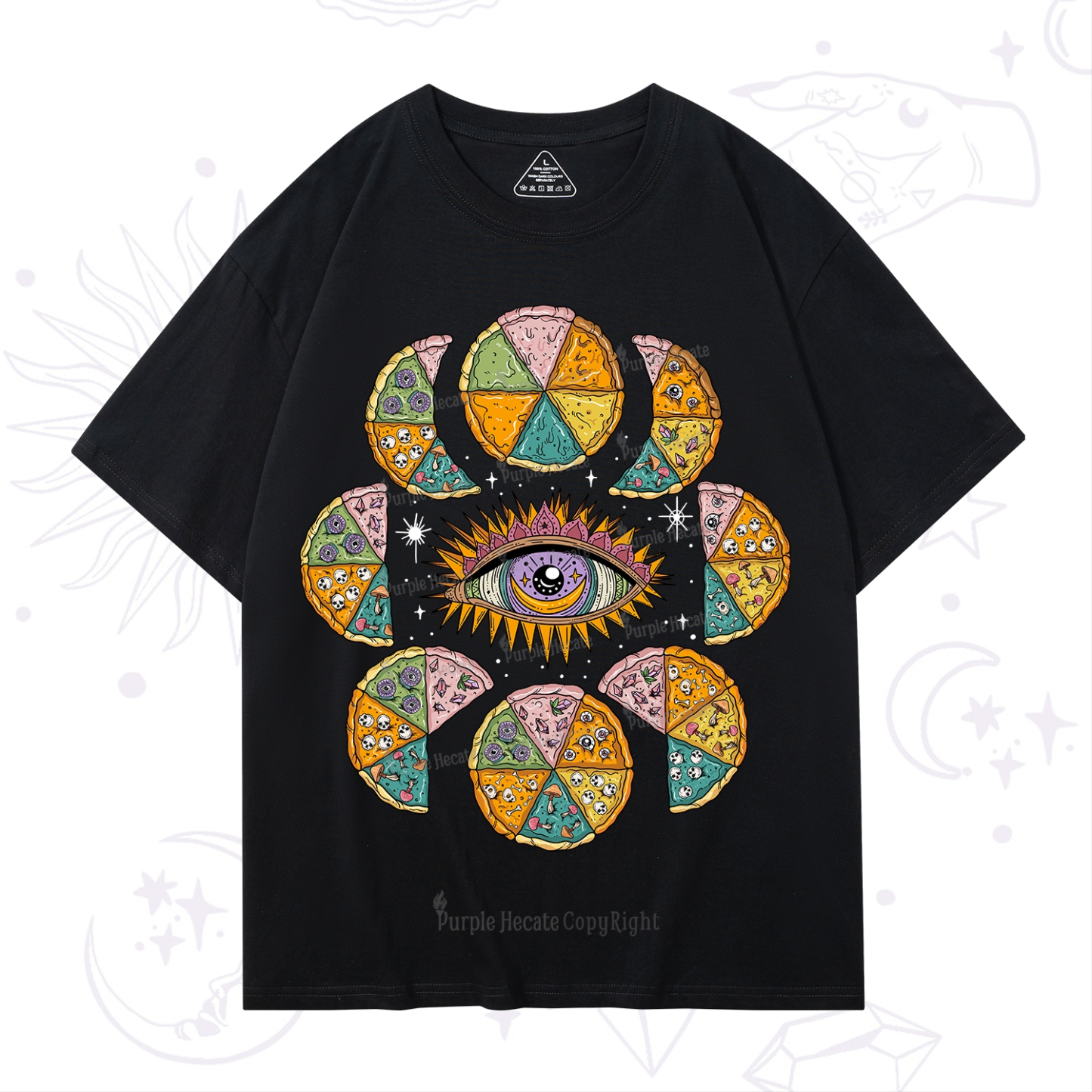 Purplehecate Moon Phase Pizza T-Shirt
