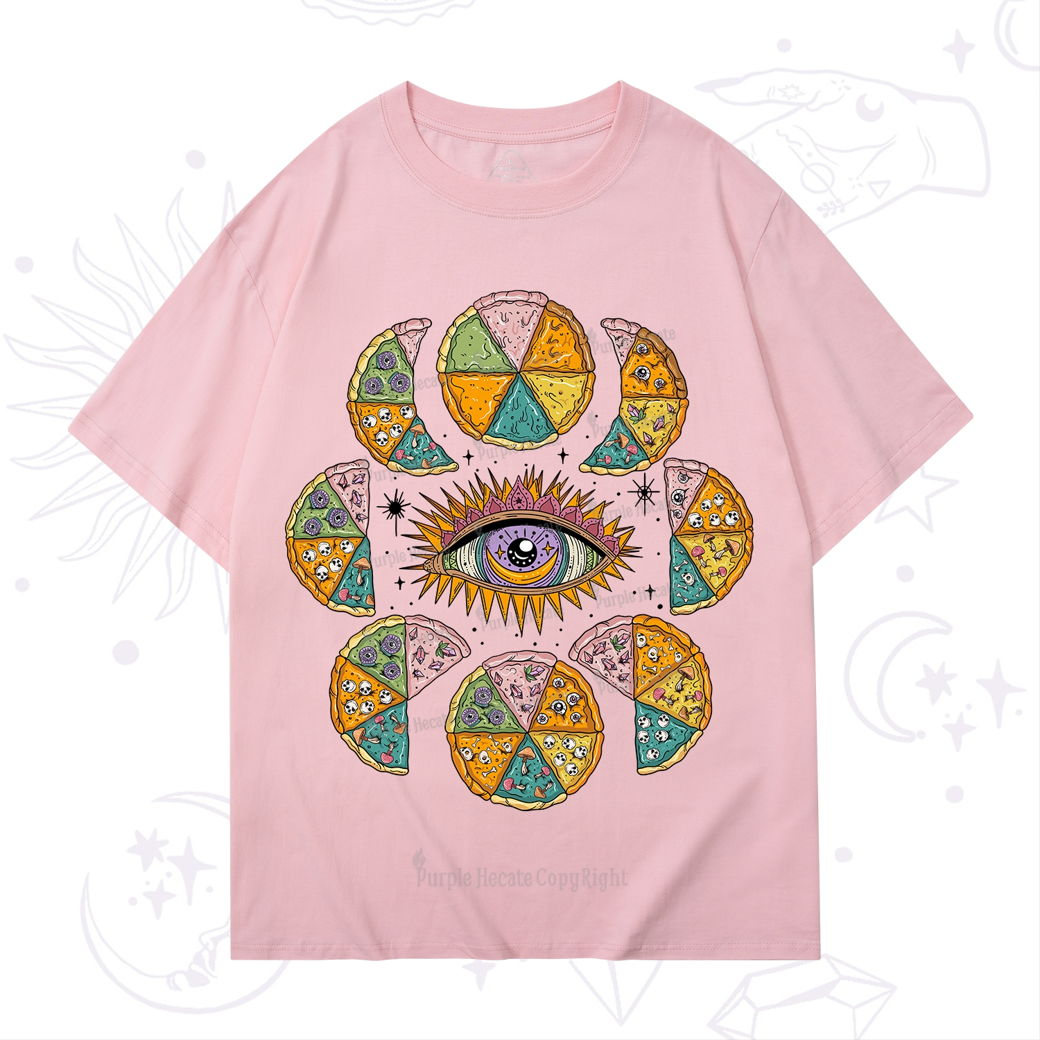 Purplehecate Moon Phase Pizza T-Shirt