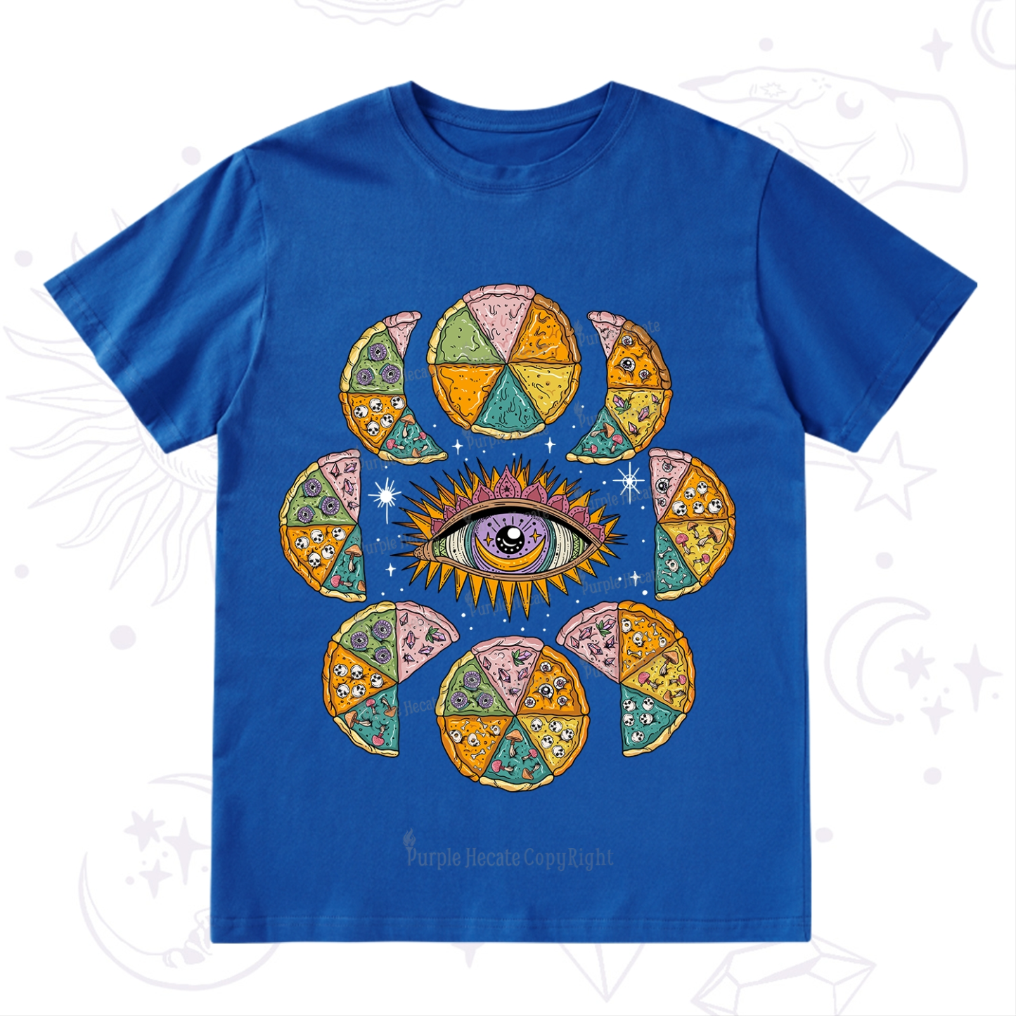 Purplehecate Moon Phase Pizza T-Shirt