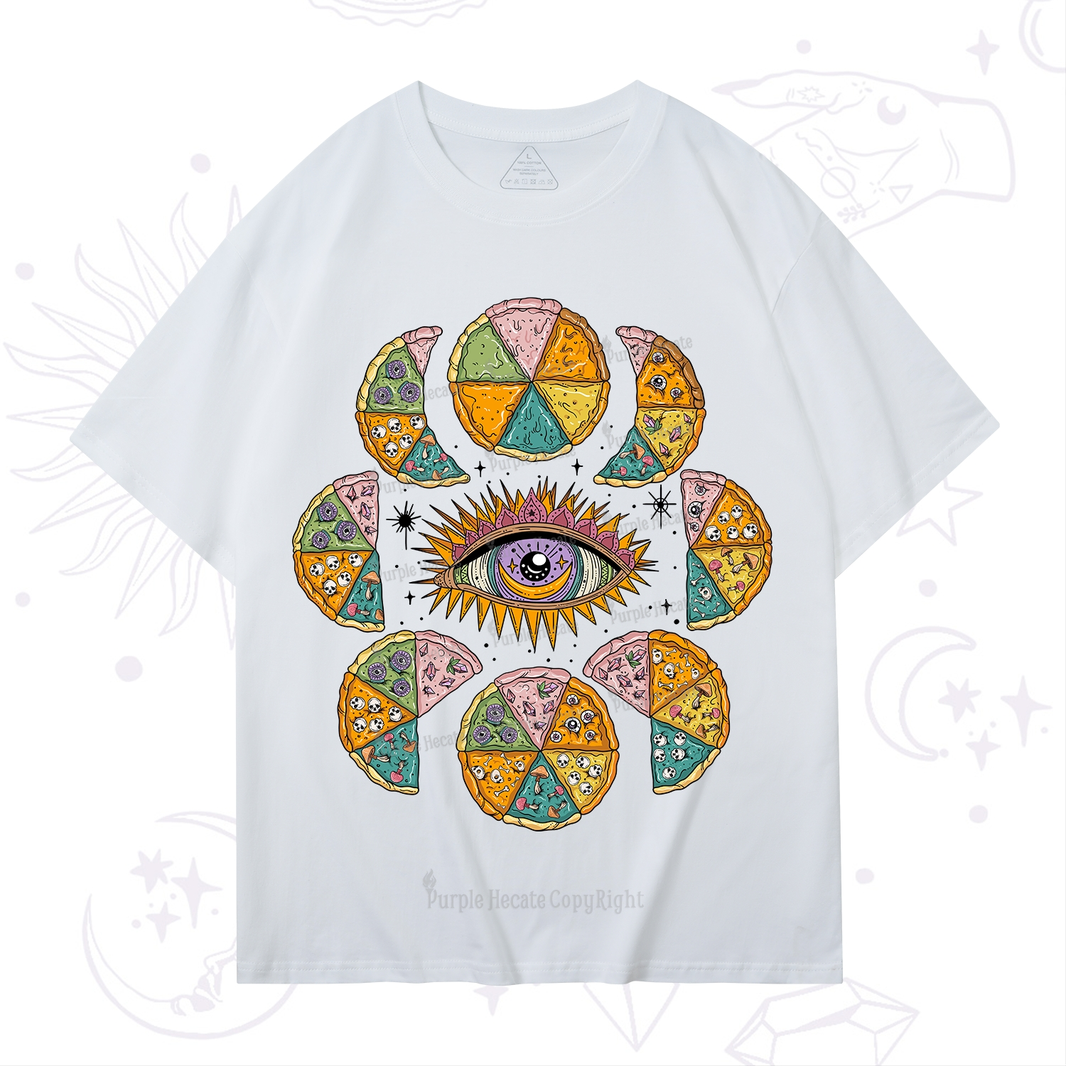 Purplehecate Moon Phase Pizza T-Shirt
