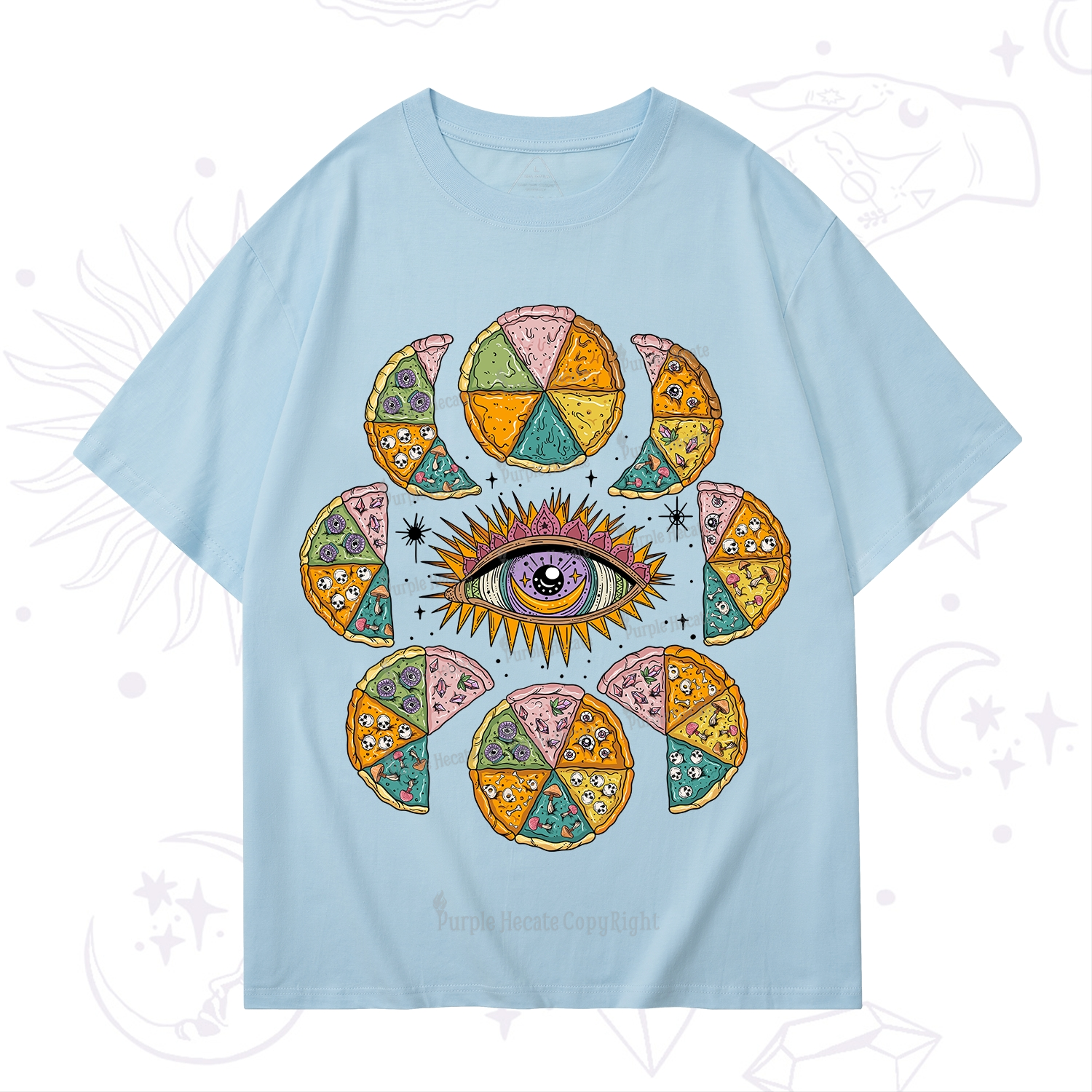 Purplehecate Moon Phase Pizza T-Shirt