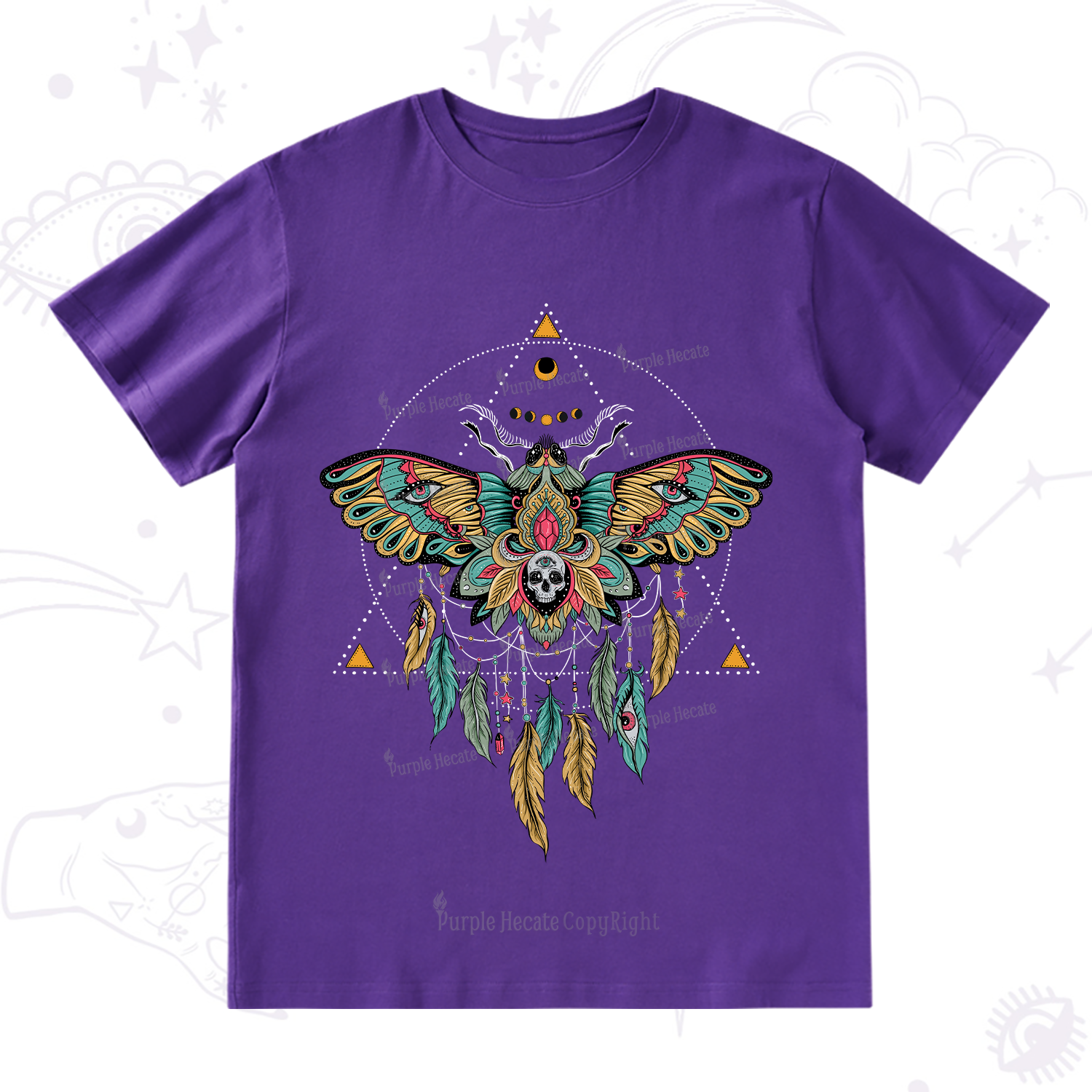 Purplehecate Dreamcatcher Moth Wings T-Shirt