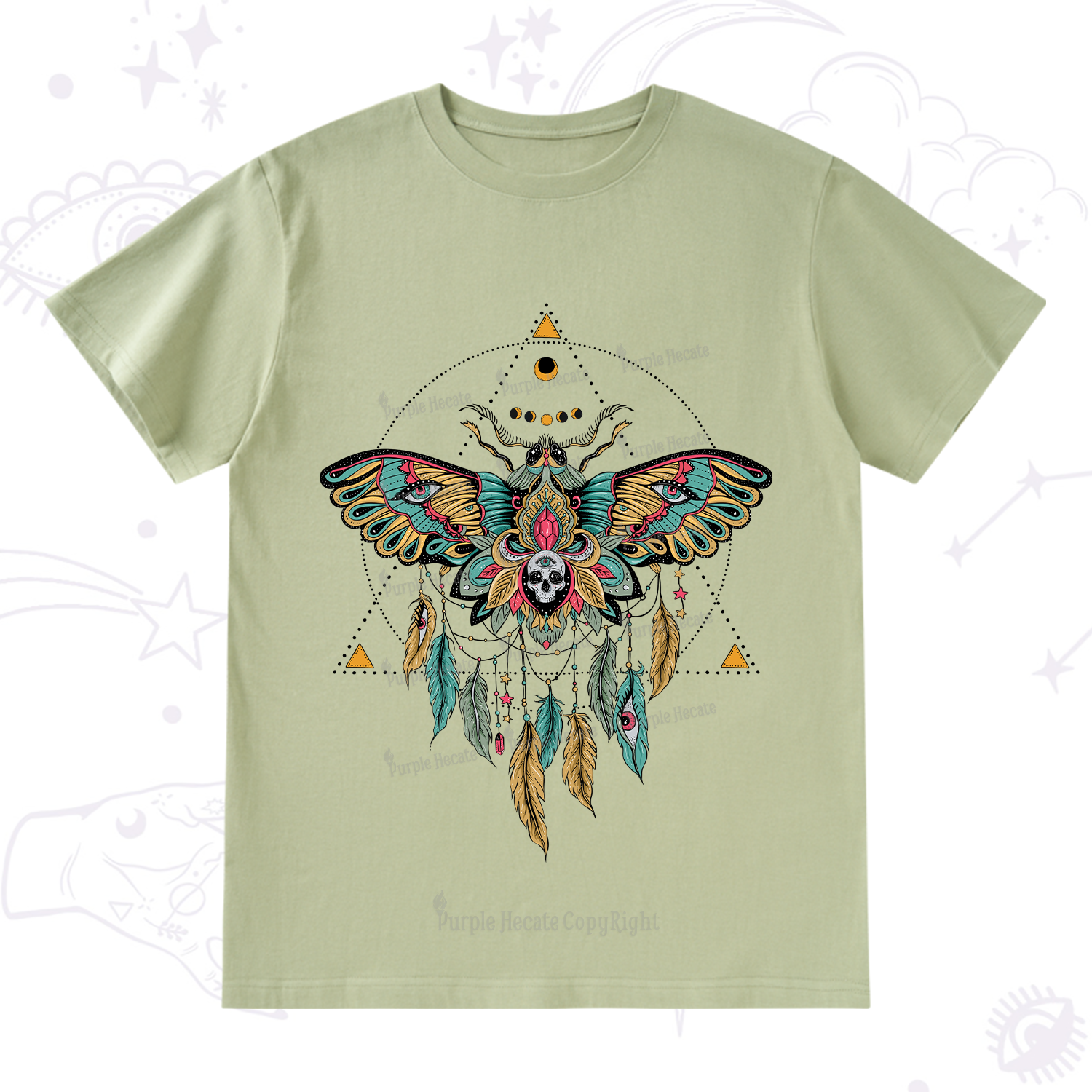 Purplehecate Dreamcatcher Moth Wings T-Shirt
