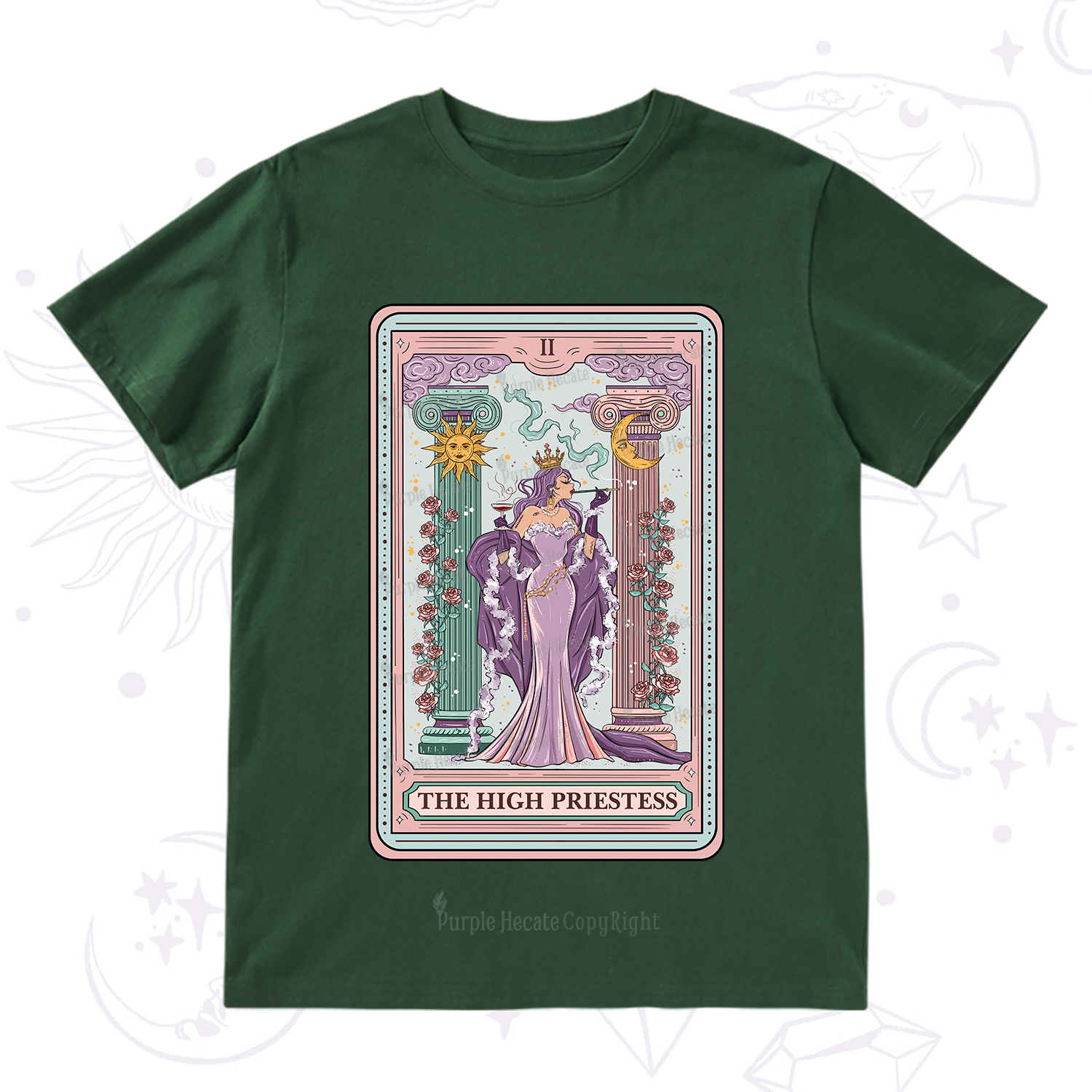 Purplehecate The High Priestess Tarot Card T-Shirt