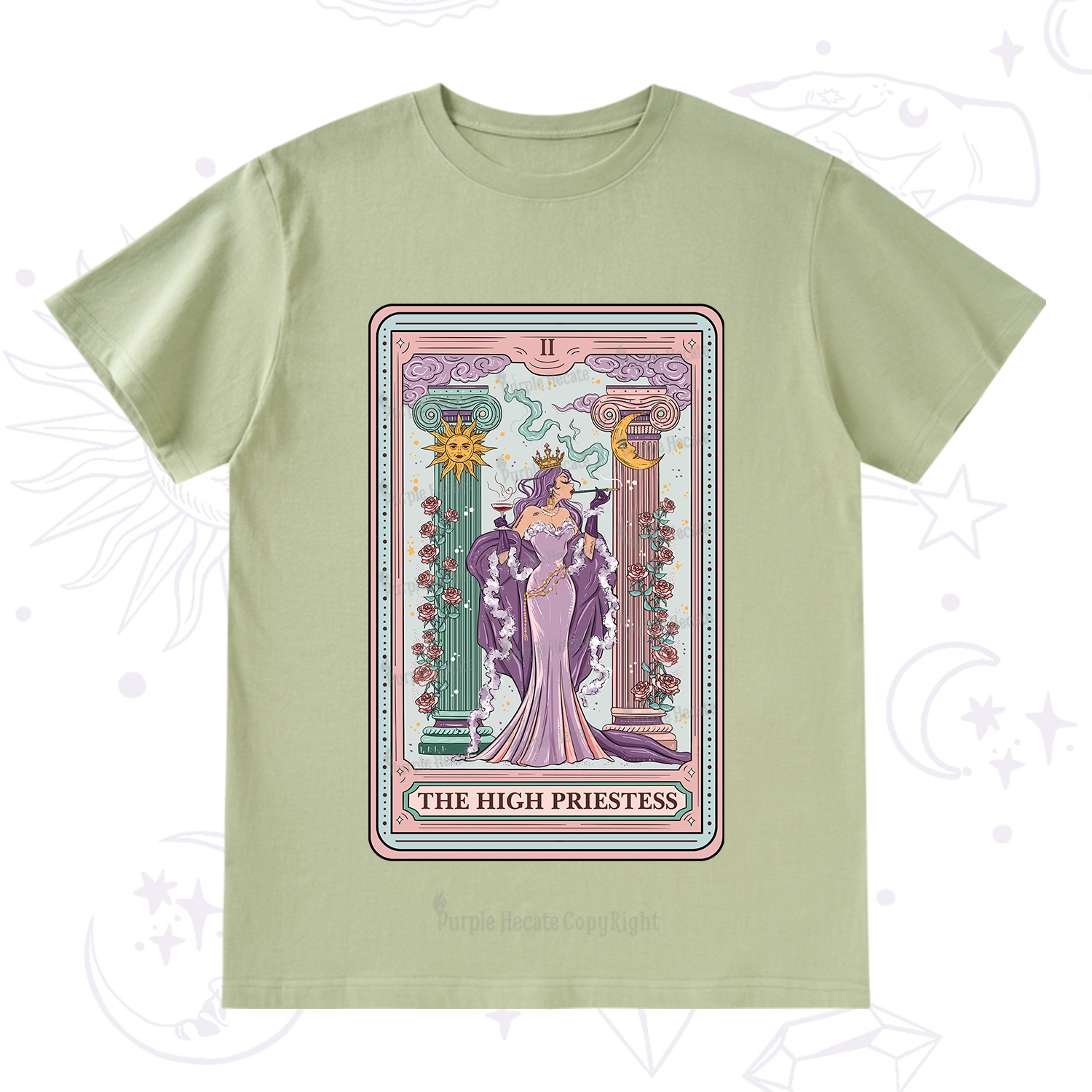 Purplehecate The High Priestess Tarot Card T-Shirt