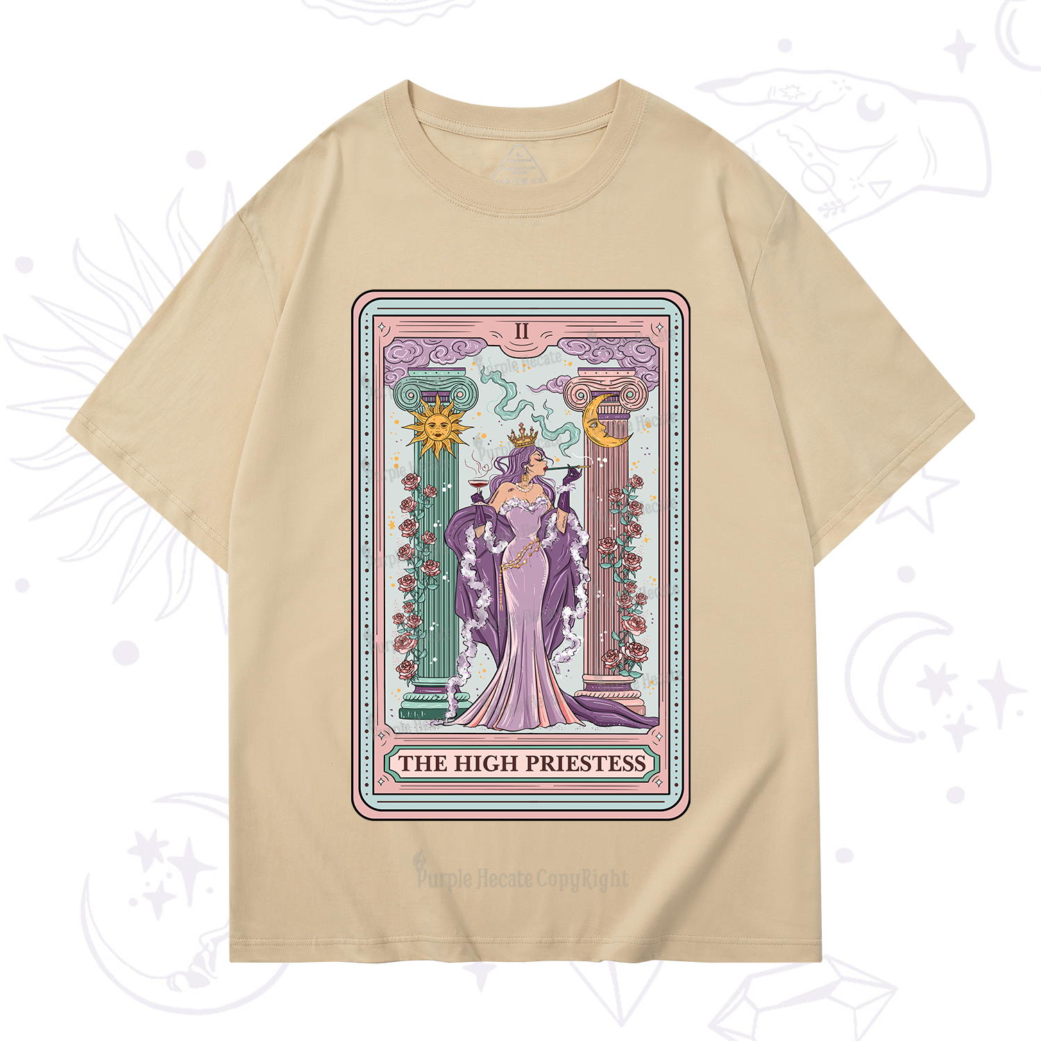 Purplehecate The High Priestess Tarot Card T-Shirt