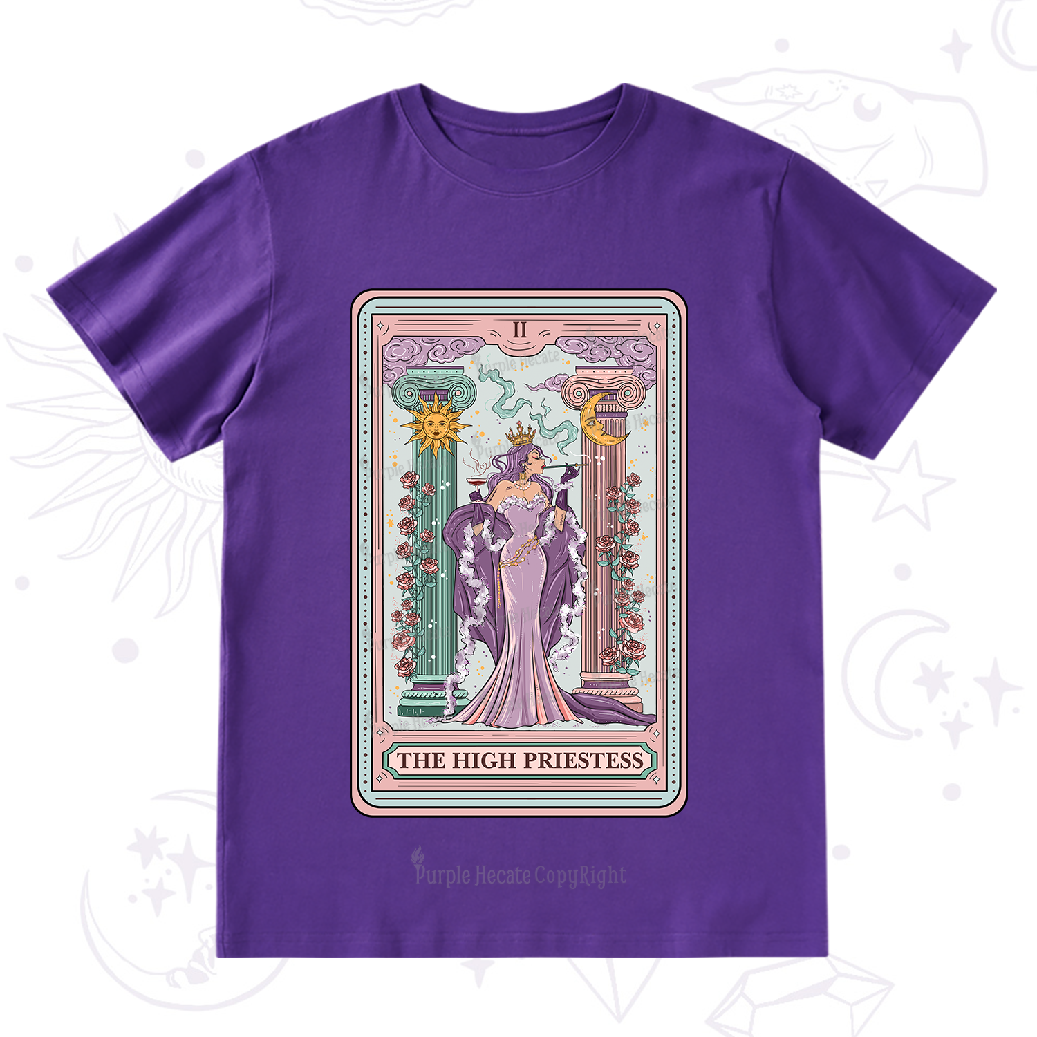 Purplehecate The High Priestess Tarot Card T-Shirt