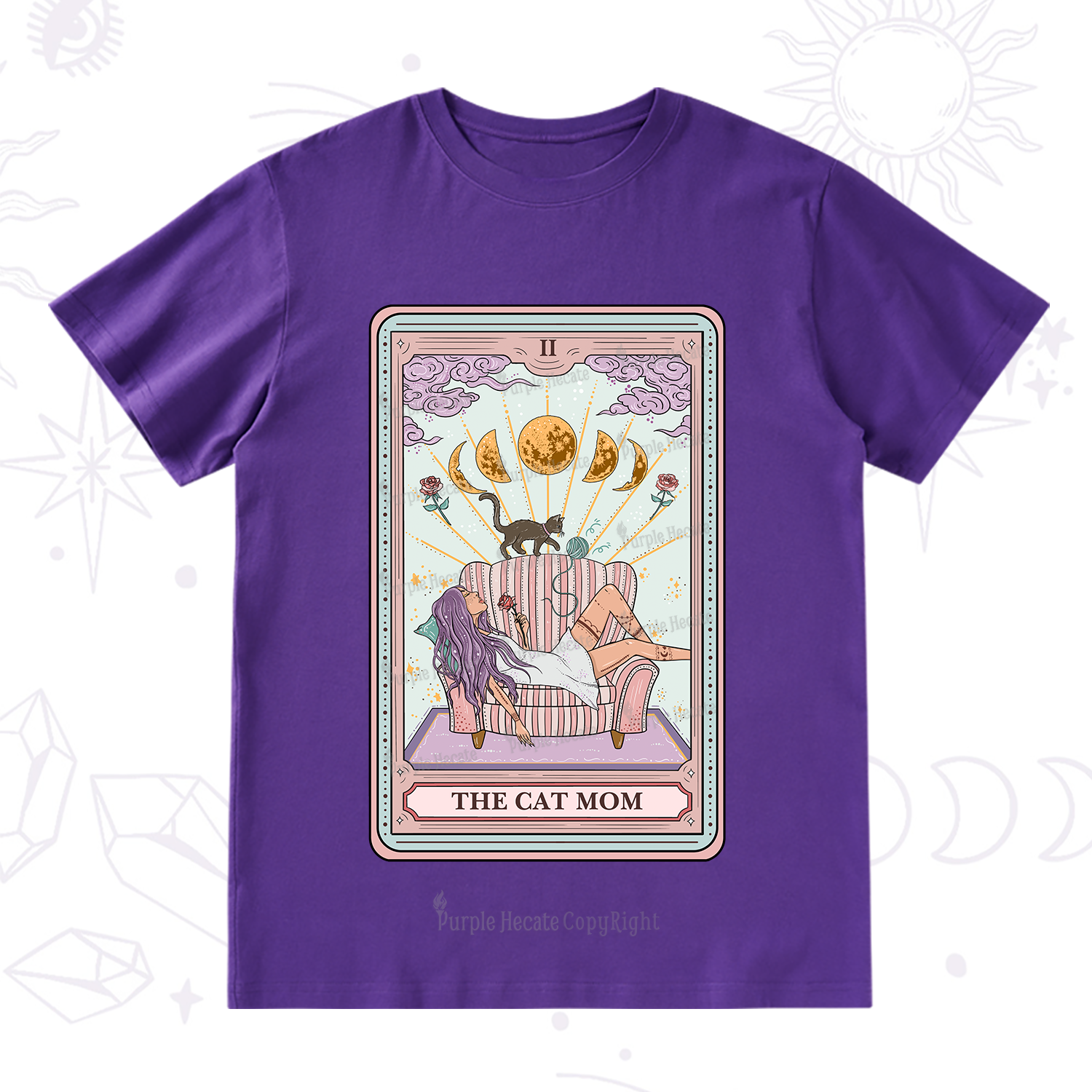 Purplehecate The Cat Mom Tarot T-Shirt