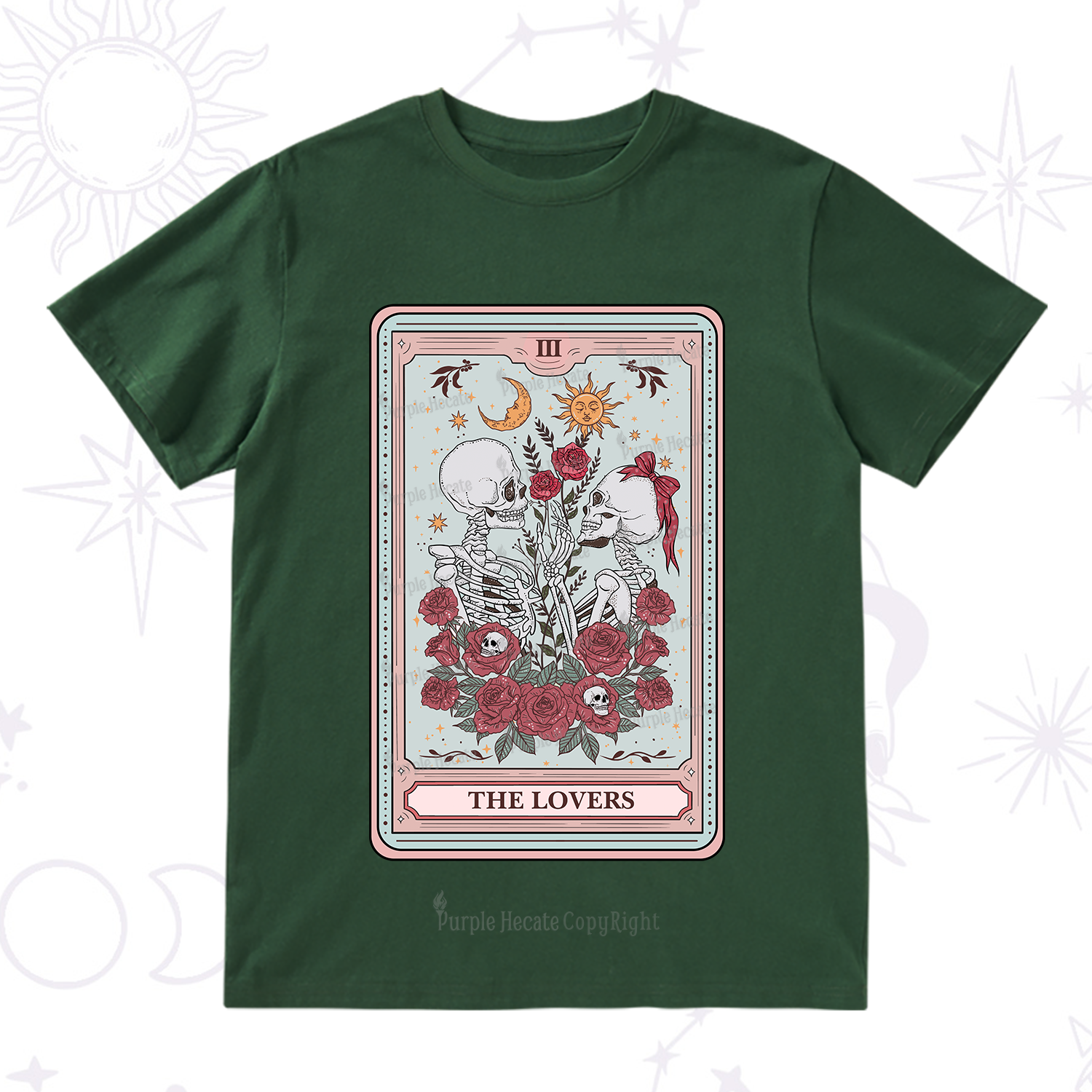 Purplehecate The Lovers Skeleton Tarot T-Shirt