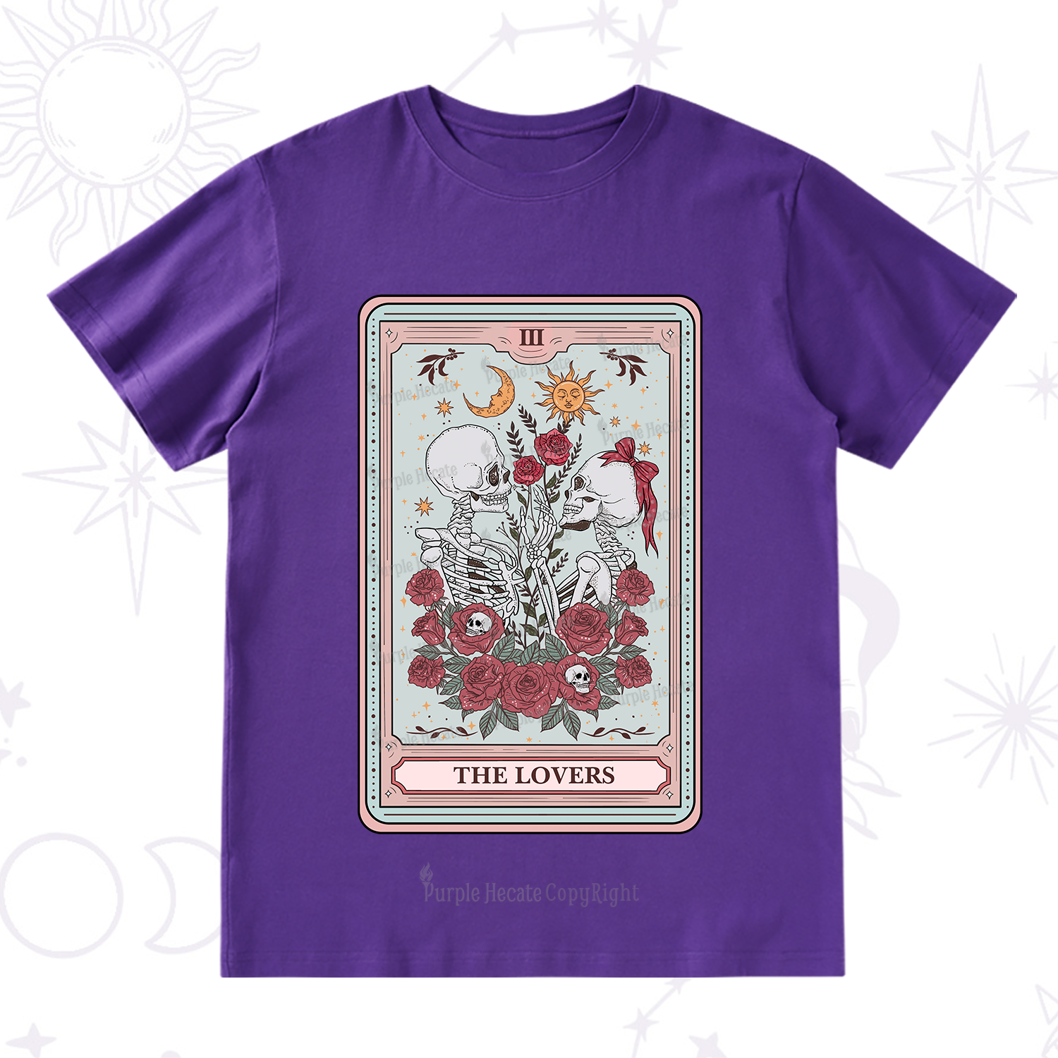 Purplehecate The Lovers Skeleton Tarot T-Shirt