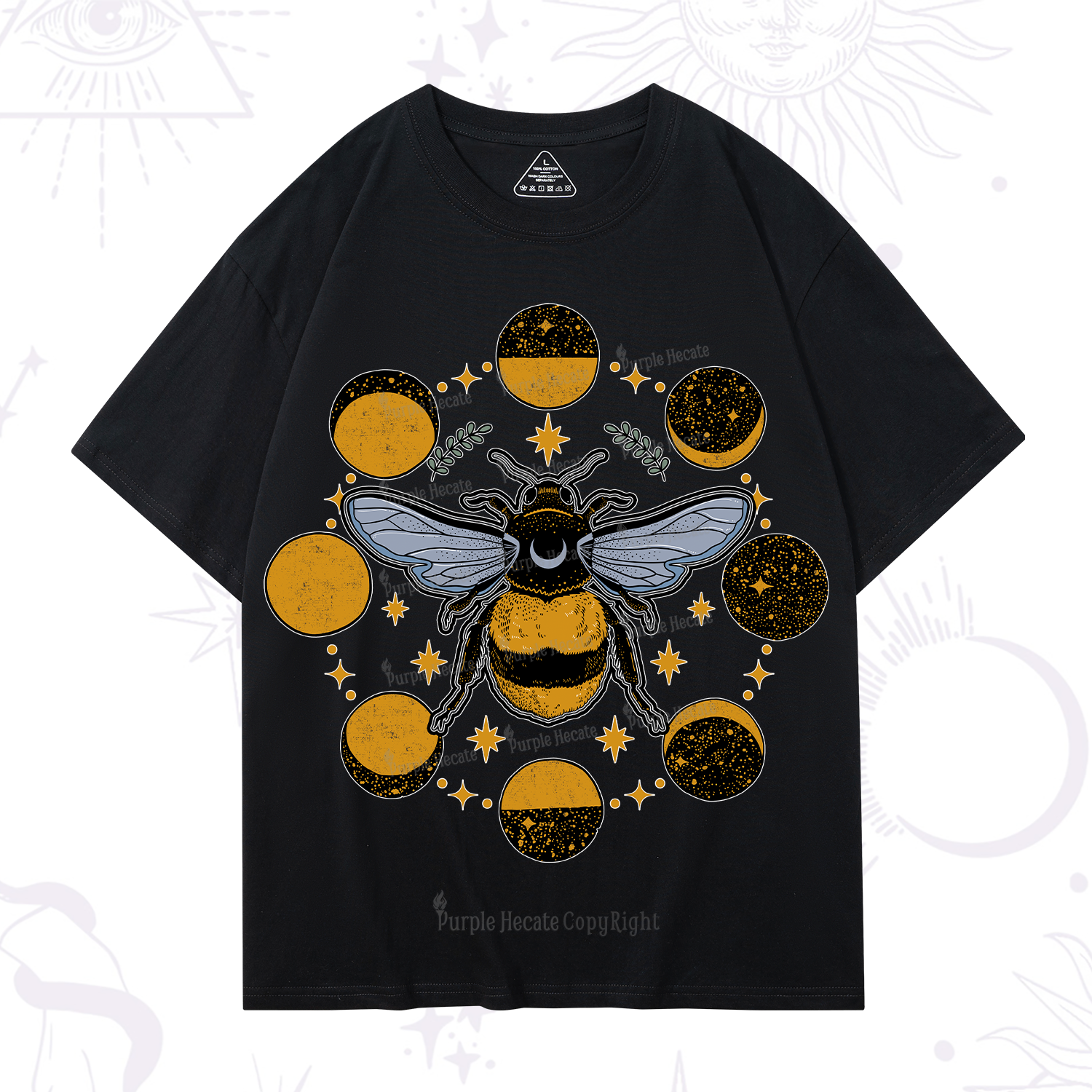 Purplehecate Phases of the Moon Bee T-Shirt