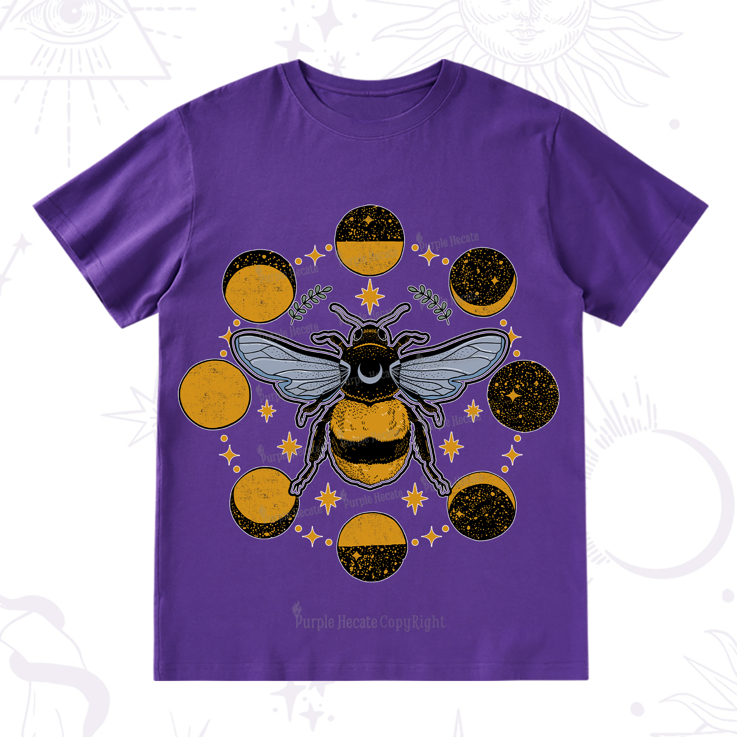 Purplehecate Phases of the Moon Bee T-Shirt