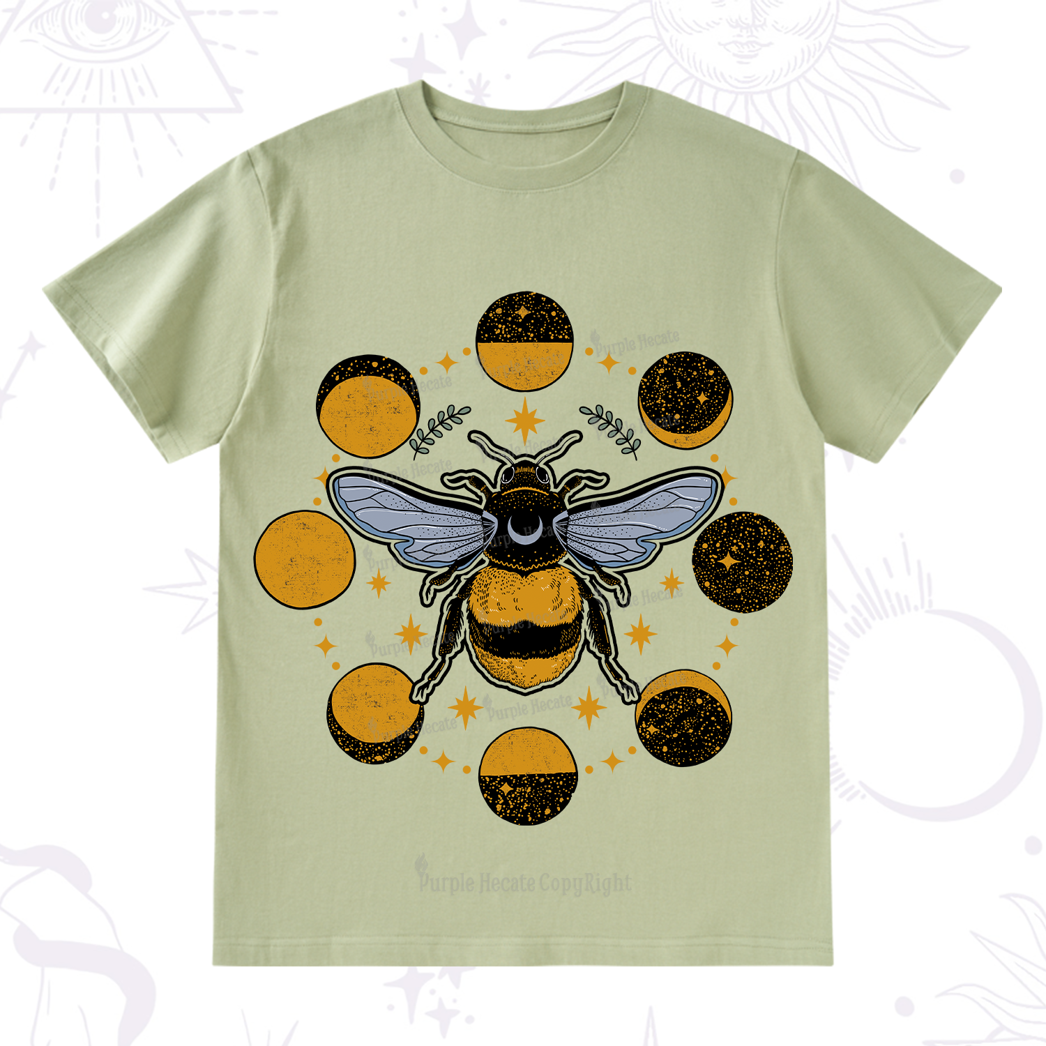 Purplehecate Phases of the Moon Bee T-Shirt