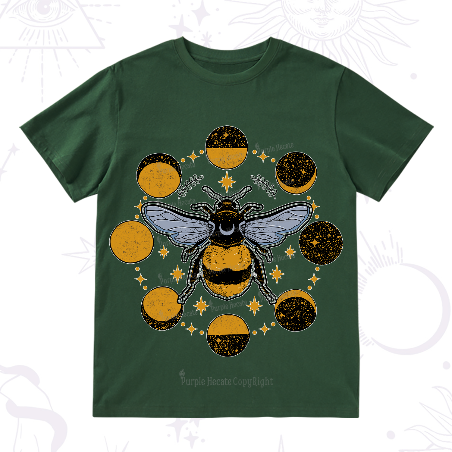 Purplehecate Phases of the Moon Bee T-Shirt