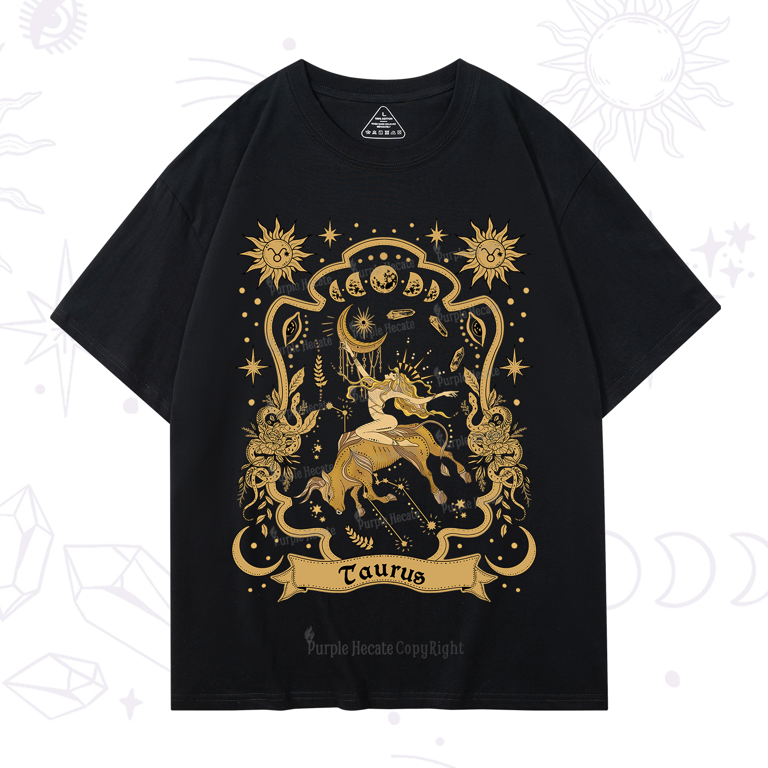 Purplehecate Taurus' Astral Mirage Zodiac T-Shirt