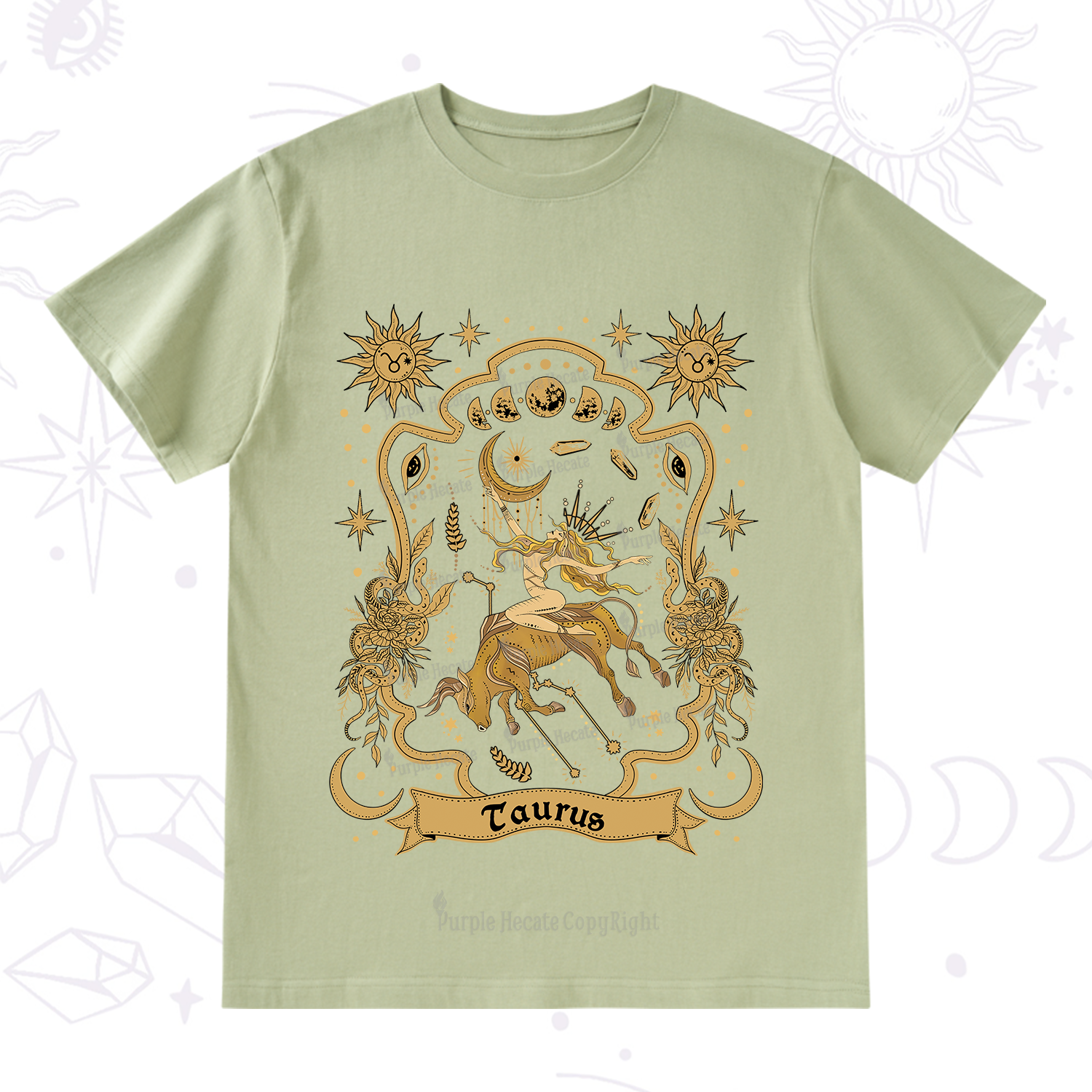 Purplehecate Taurus' Astral Mirage Zodiac T-Shirt