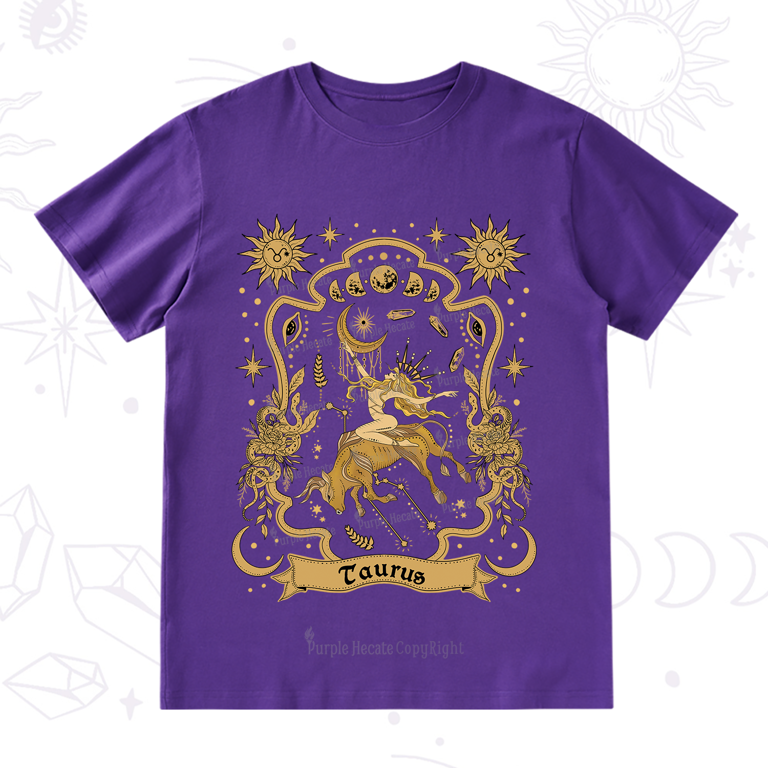 Purplehecate Taurus' Astral Mirage Zodiac T-Shirt