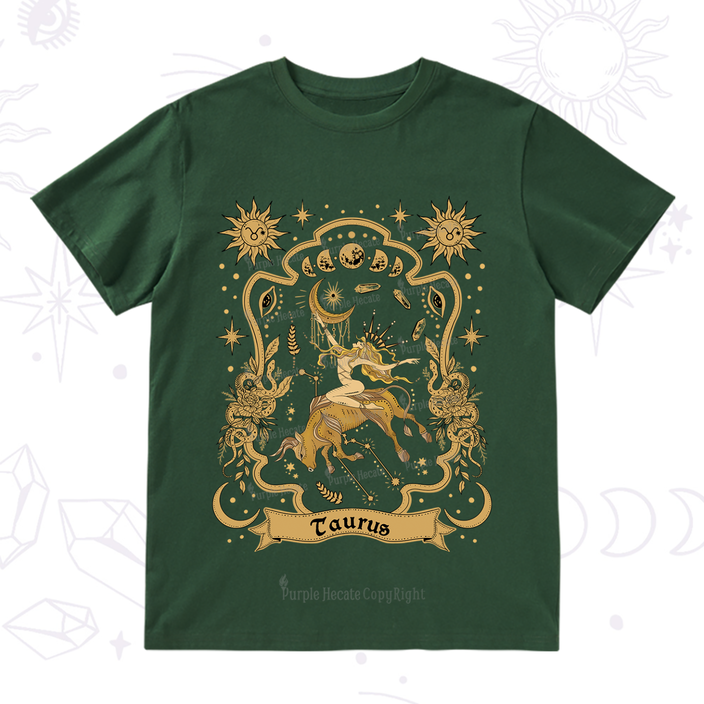 Purplehecate Taurus' Astral Mirage Zodiac T-Shirt