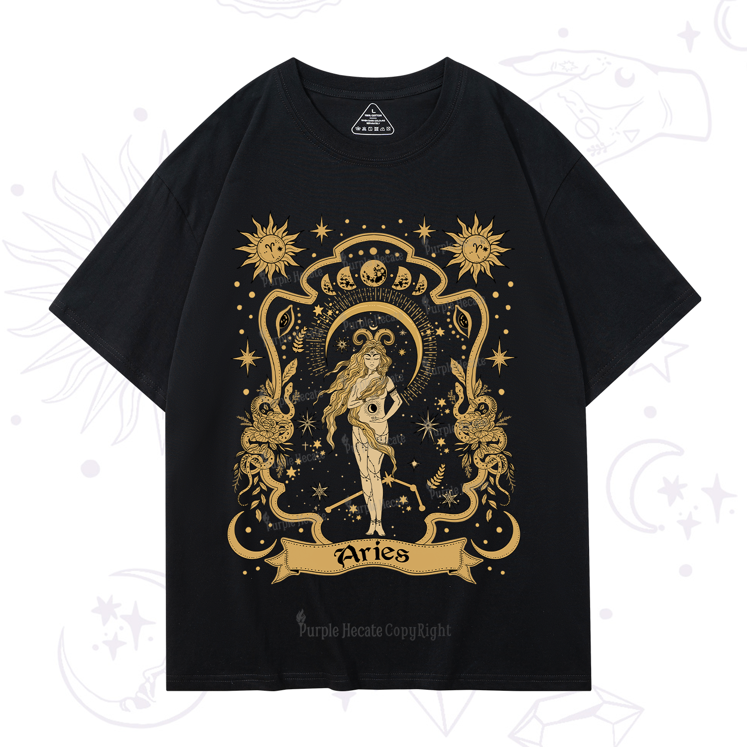Purplehecate Aries' Astral Mirage Zodiac T-Shirt