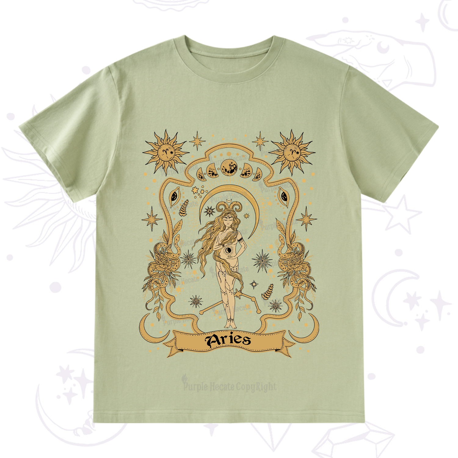 Purplehecate Aries' Astral Mirage Zodiac T-Shirt