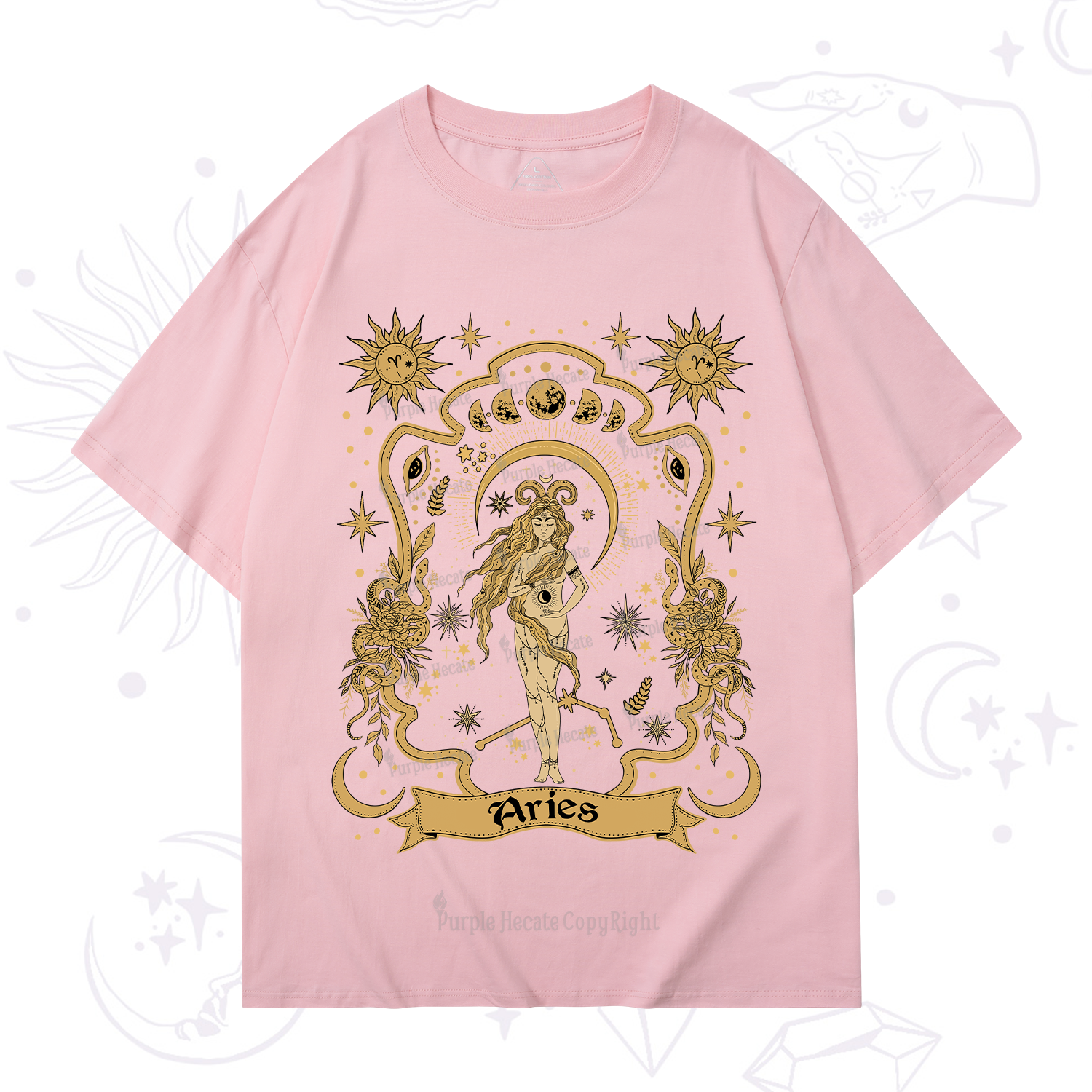 Purplehecate Aries' Astral Mirage Zodiac T-Shirt