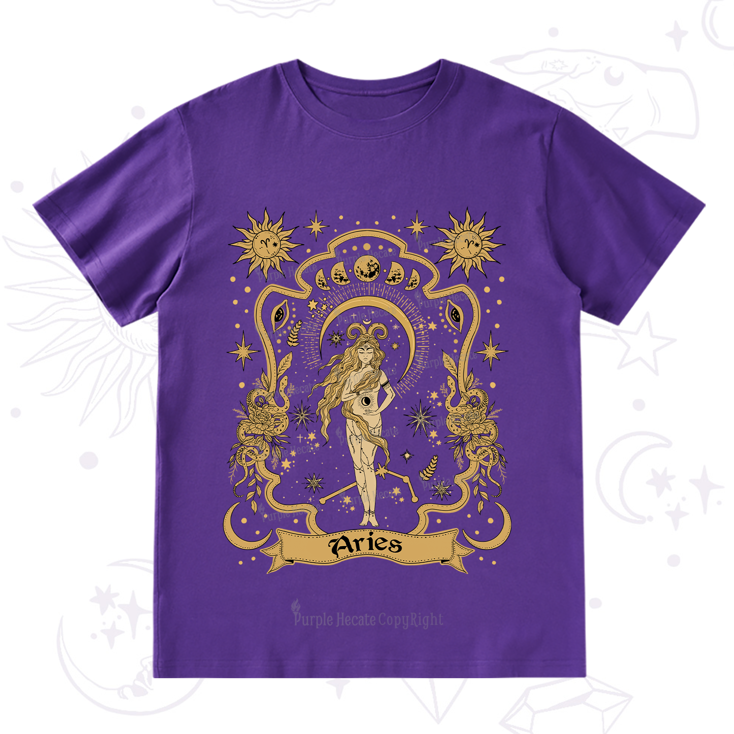 Purplehecate Aries' Astral Mirage Zodiac T-Shirt