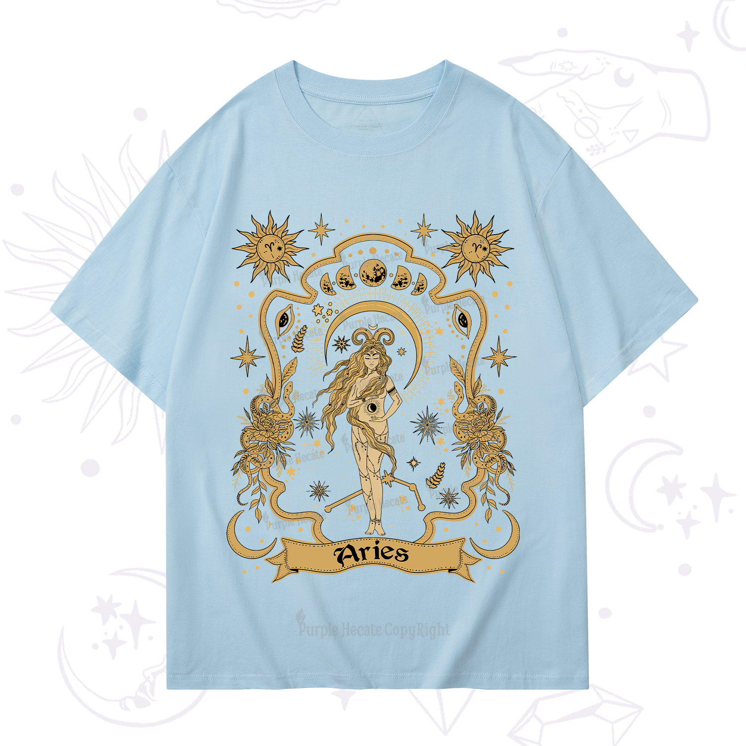 Purplehecate Aries' Astral Mirage Zodiac T-Shirt