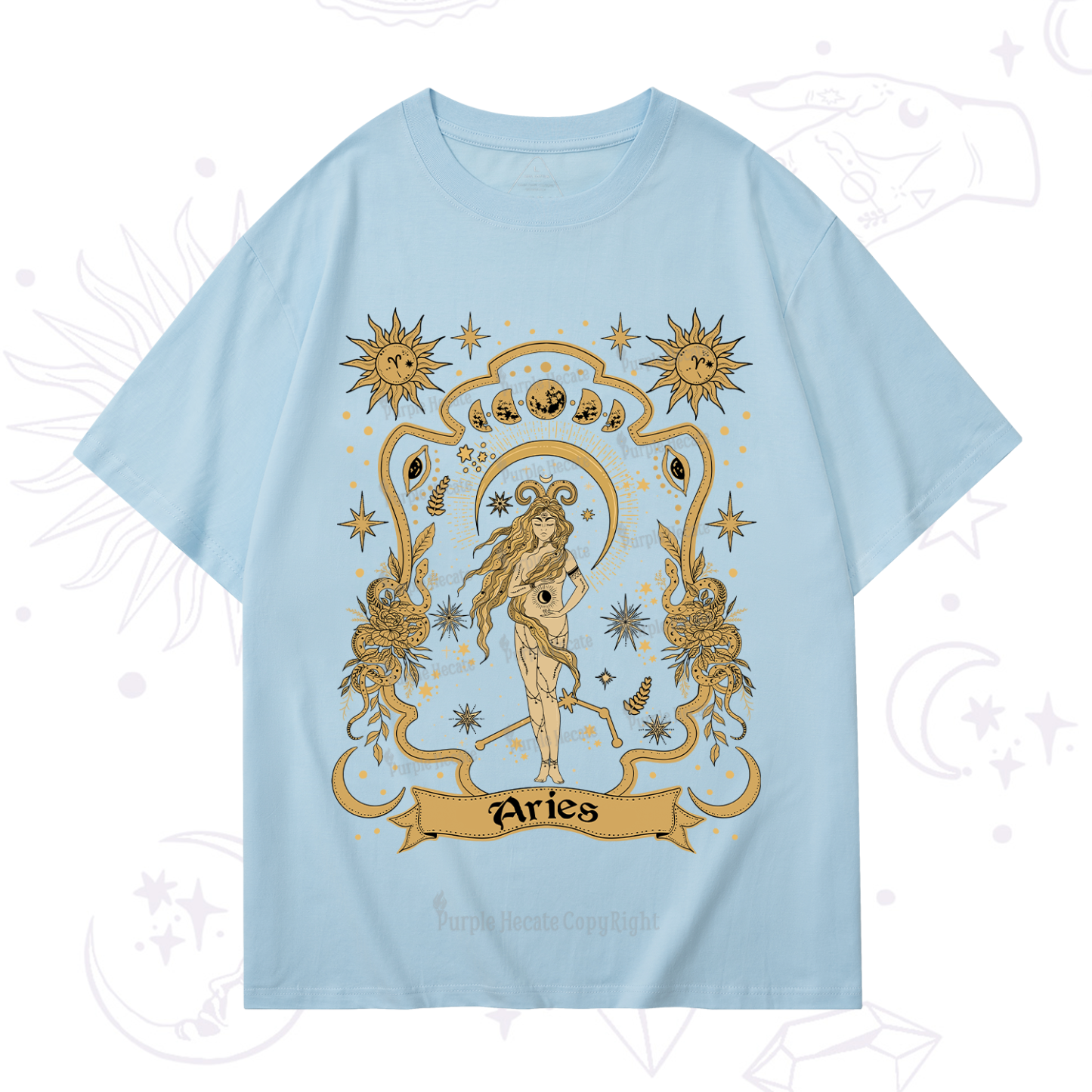 Purplehecate Aries' Astral Mirage Zodiac T-Shirt