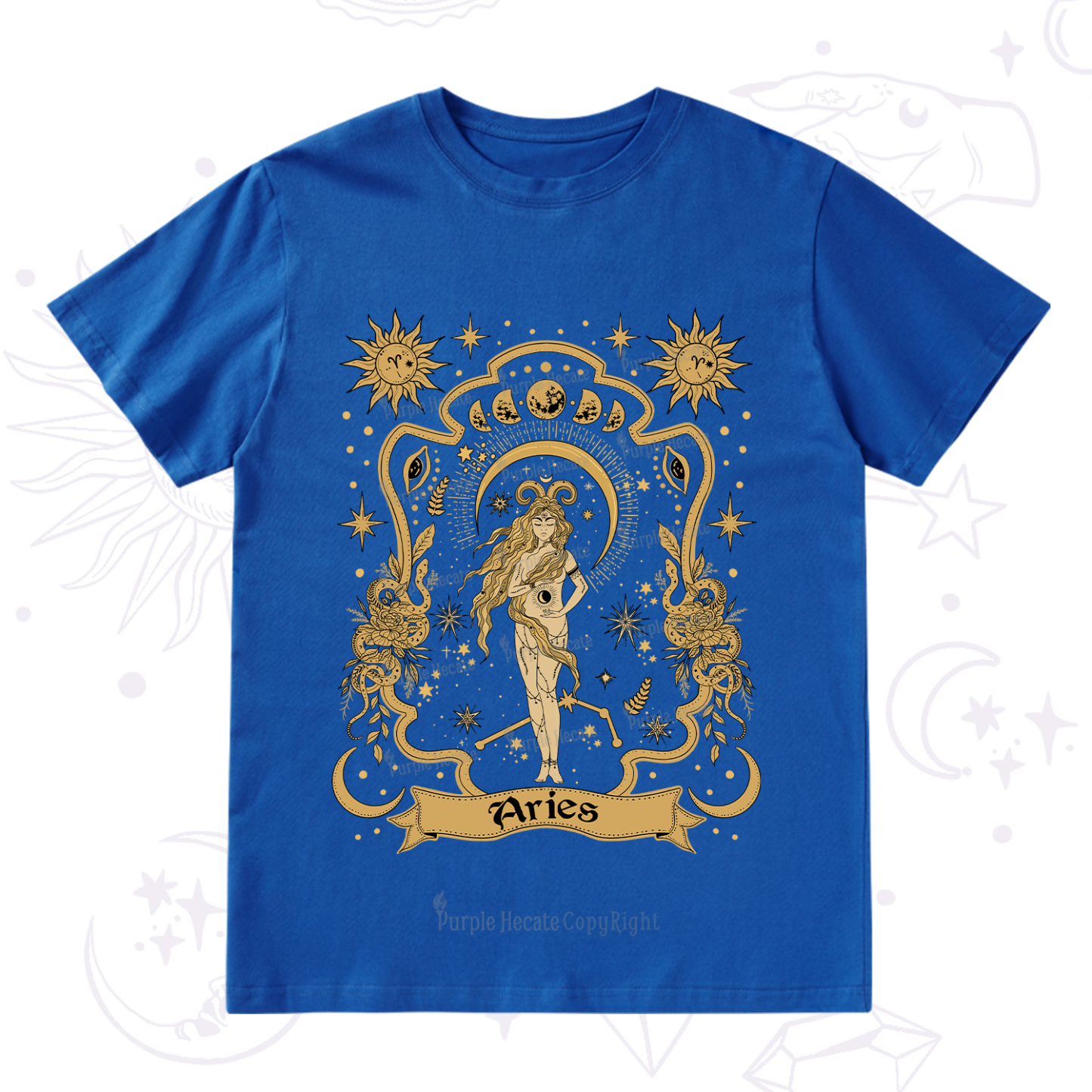 Purplehecate Aries' Astral Mirage Zodiac T-Shirt