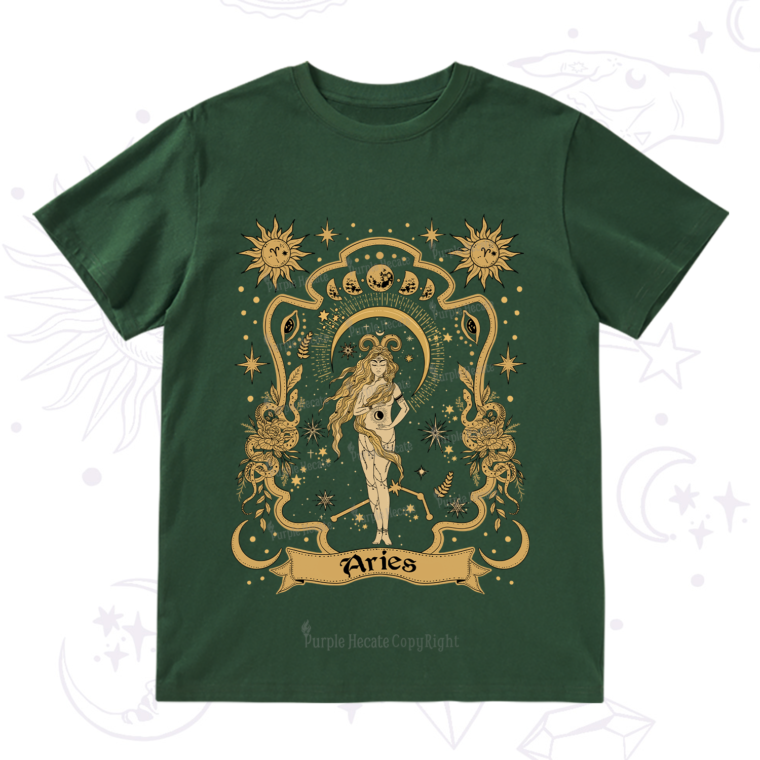 Purplehecate Aries' Astral Mirage Zodiac T-Shirt