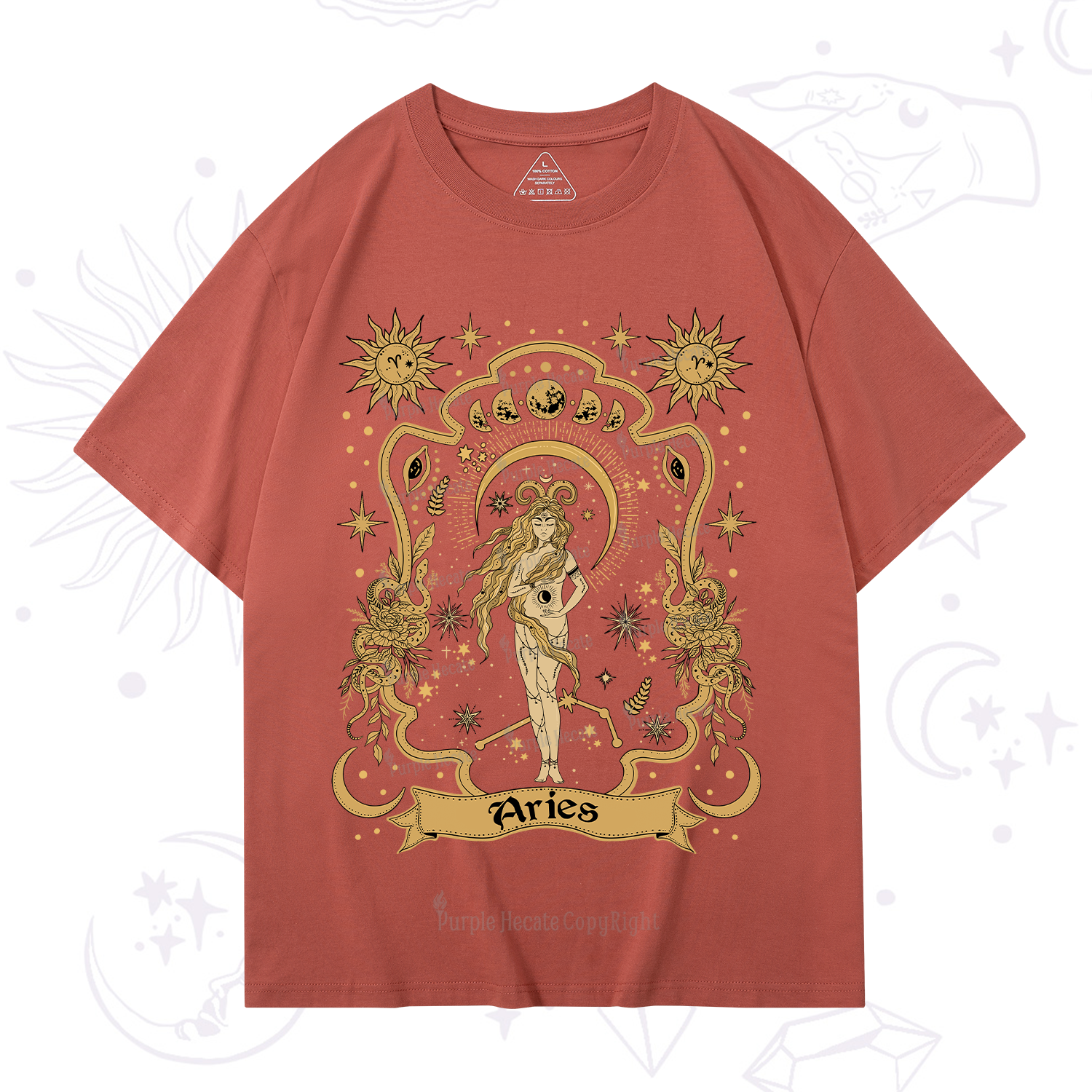 Purplehecate Aries' Astral Mirage Zodiac T-Shirt