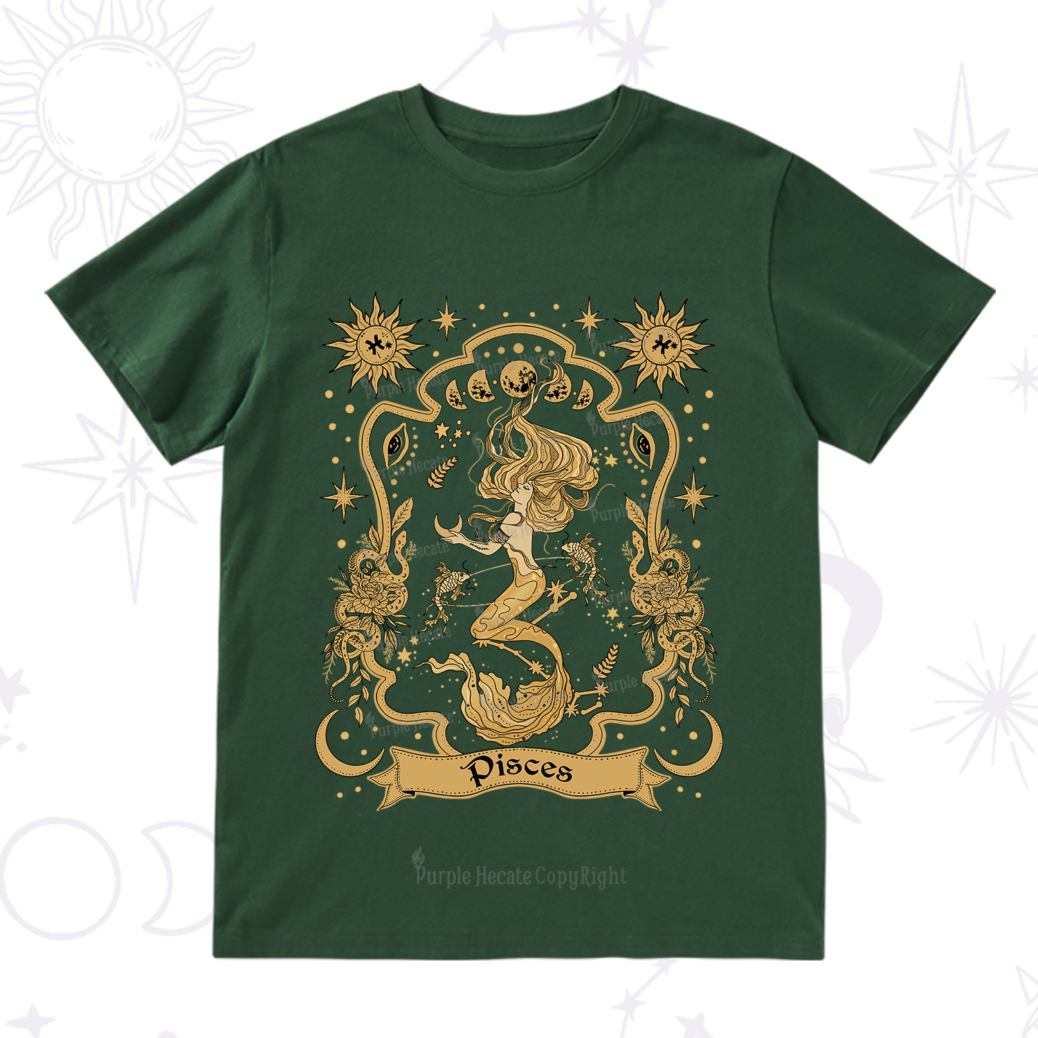 Purplehecate Pisces' Astral Mirage Zodiac T-Shirt