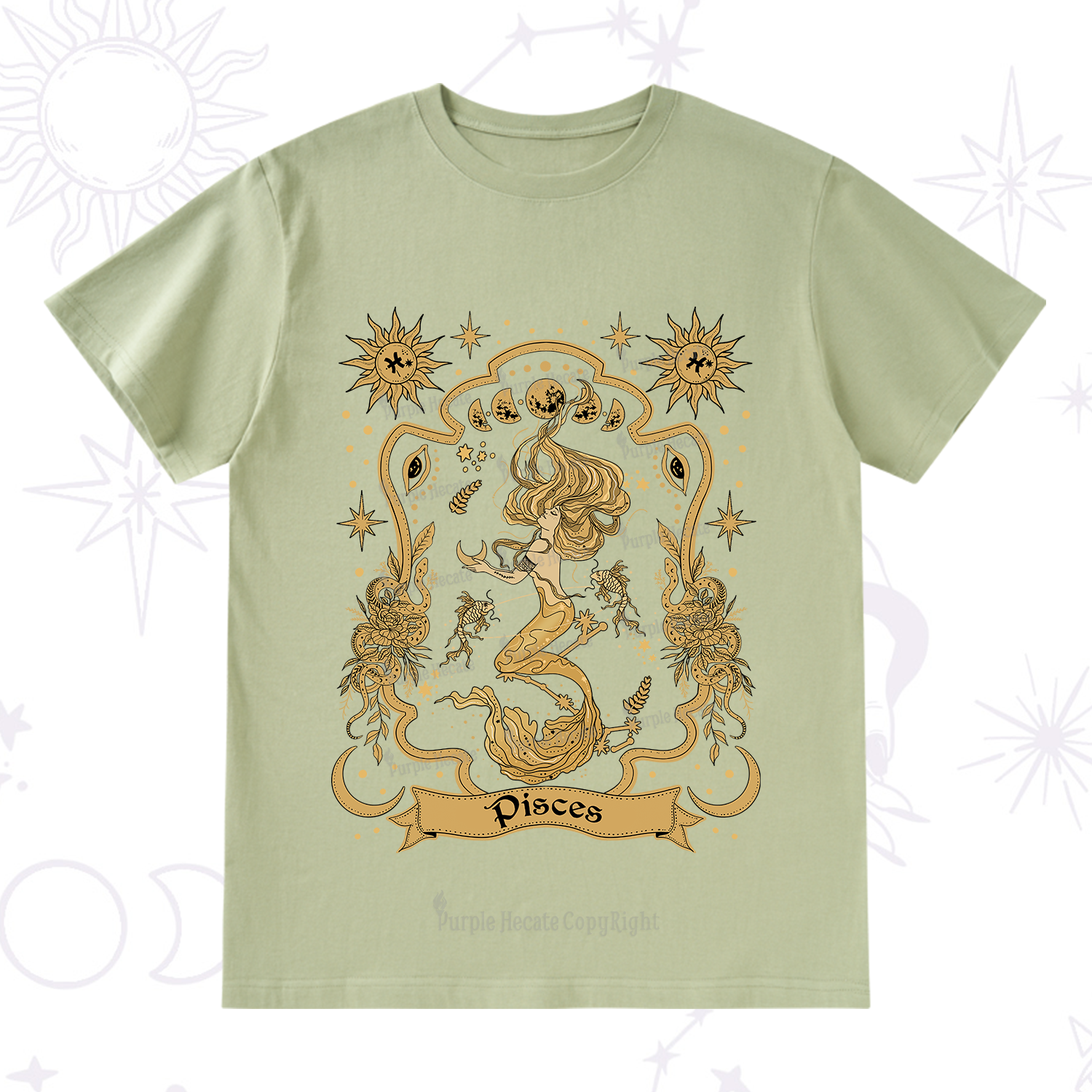 Purplehecate Pisces' Astral Mirage Zodiac T-Shirt