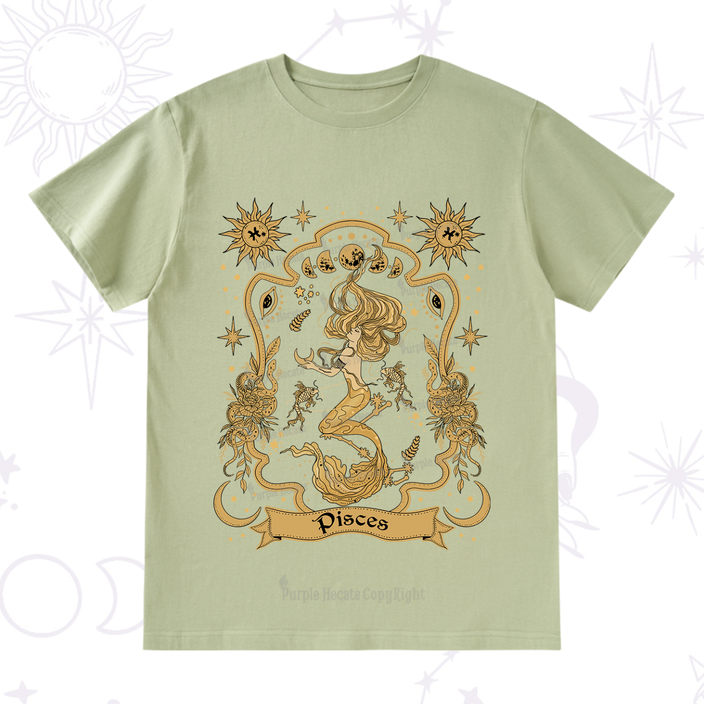 Purplehecate Pisces' Astral Mirage Zodiac T-Shirt