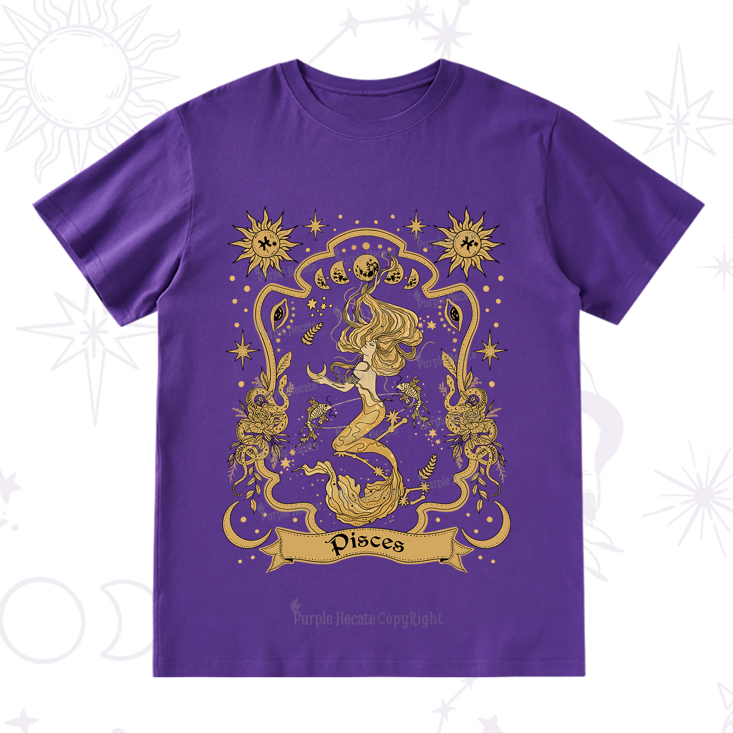 Purplehecate Pisces' Astral Mirage Zodiac T-Shirt