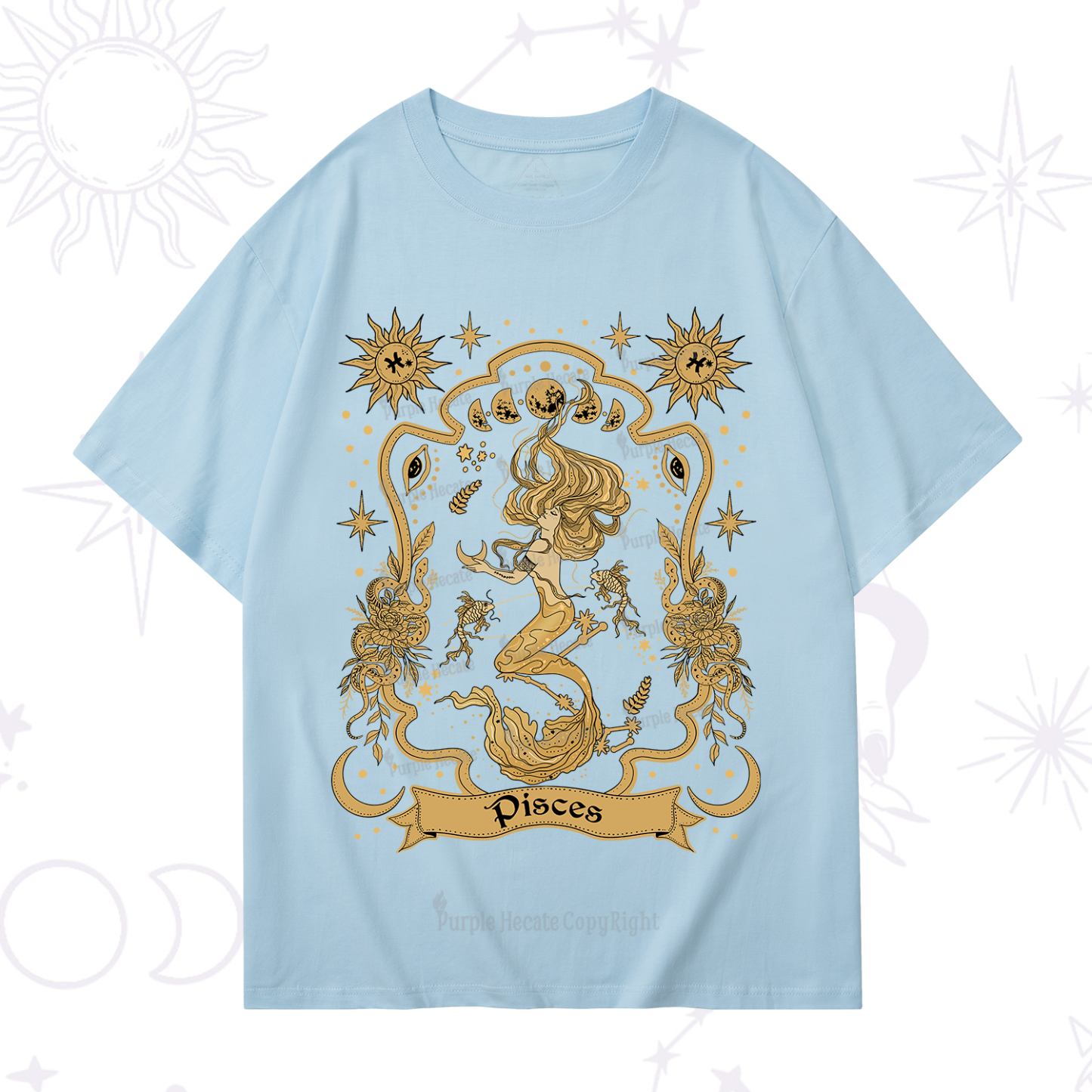 Purplehecate Pisces' Astral Mirage Zodiac T-Shirt