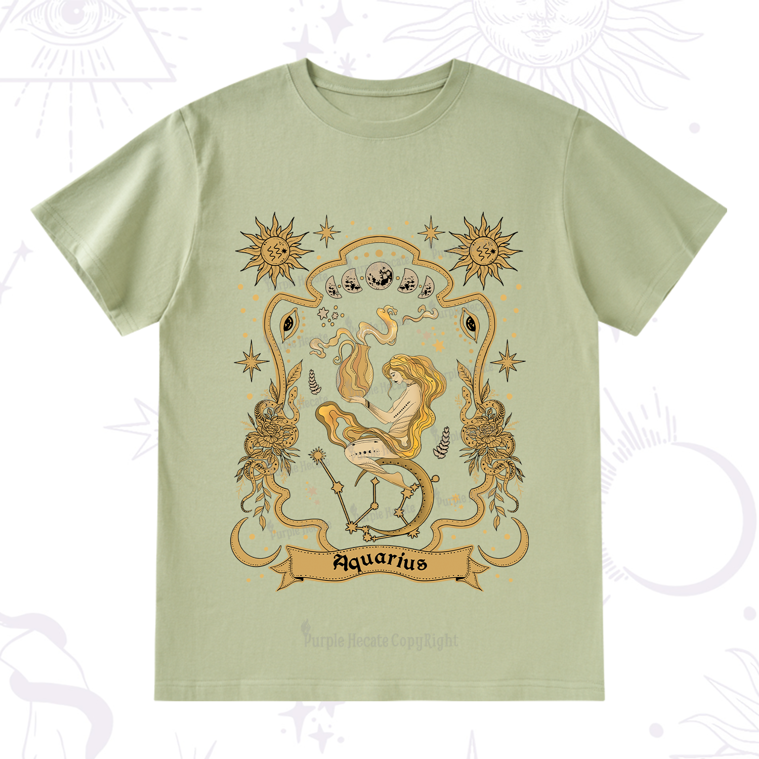 Purplehecate Aquarius' Astral Mirage Zodiac T-Shirt
