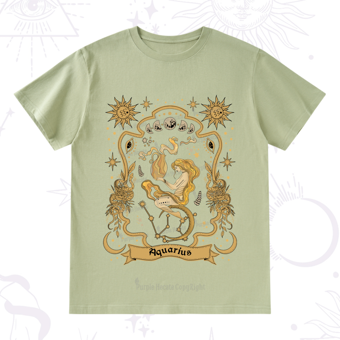Purplehecate Aquarius' Astral Mirage Zodiac T-Shirt
