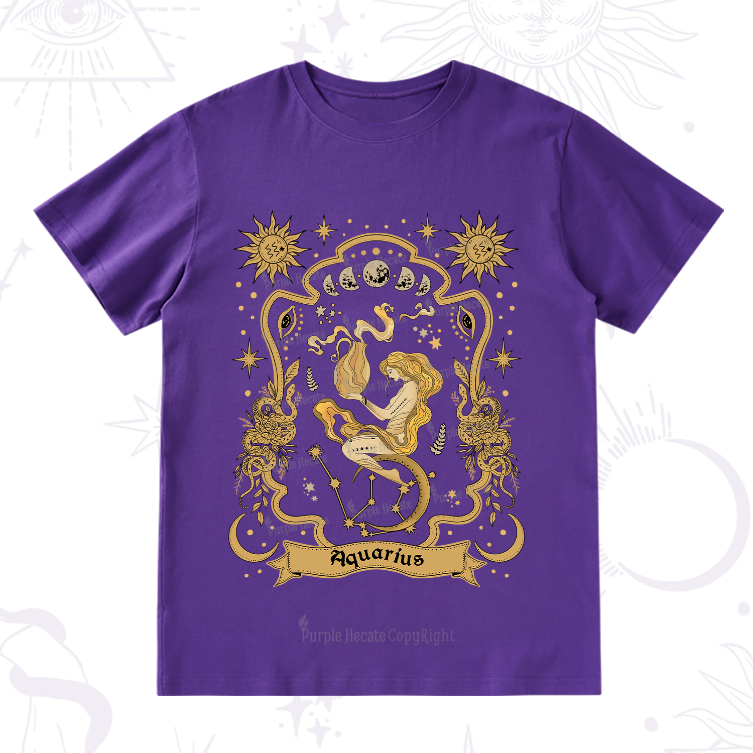 Purplehecate Aquarius' Astral Mirage Zodiac T-Shirt