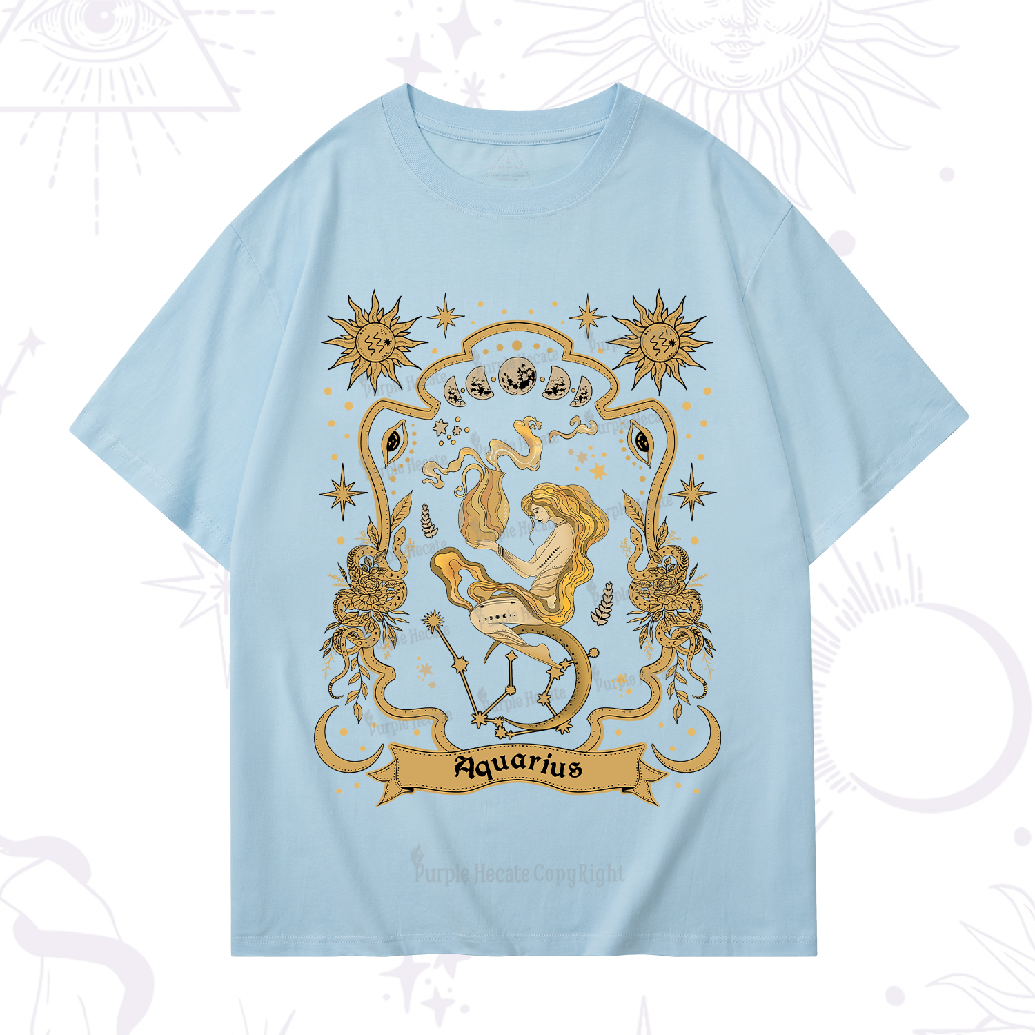 Purplehecate Aquarius' Astral Mirage Zodiac T-Shirt