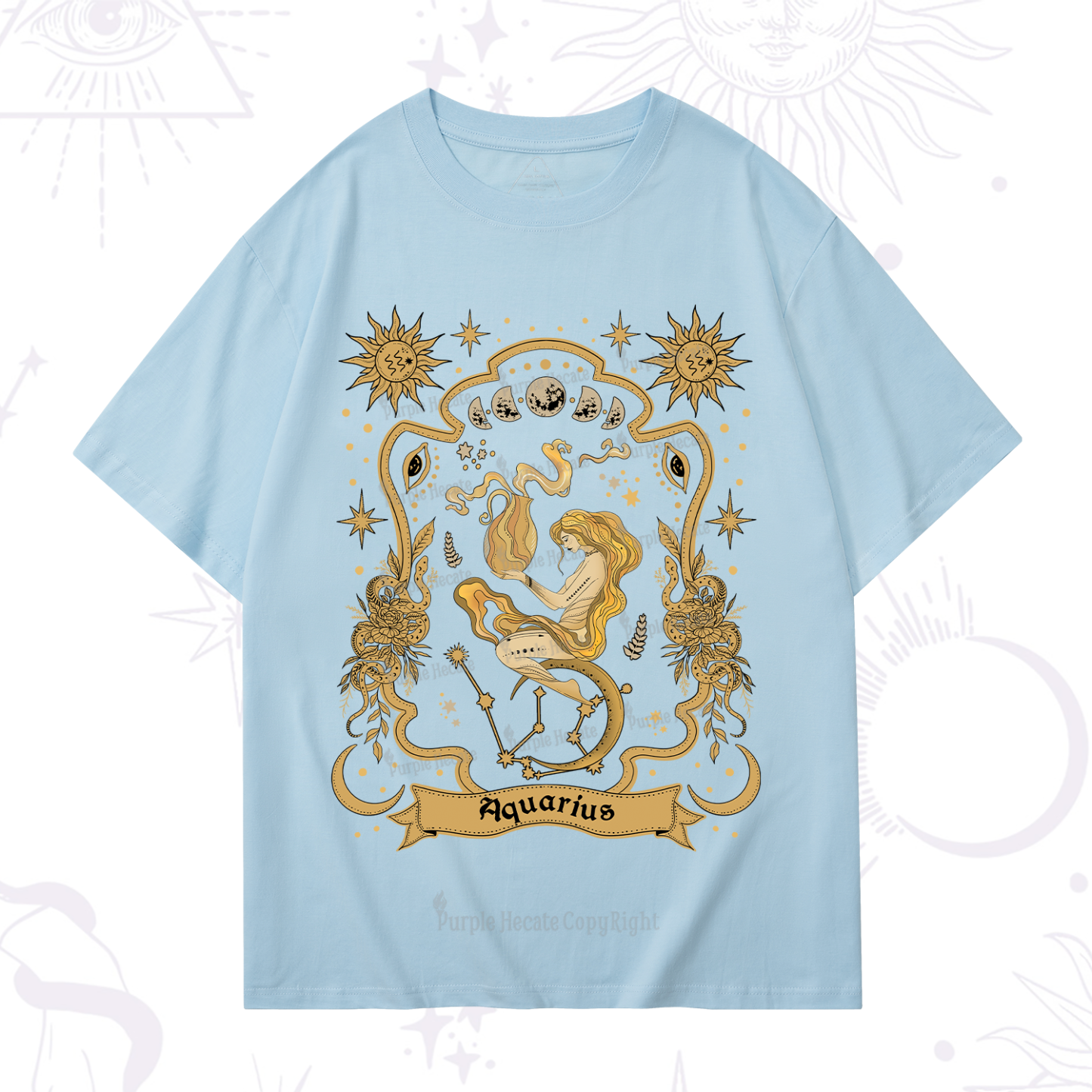 Purplehecate Aquarius' Astral Mirage Zodiac T-Shirt