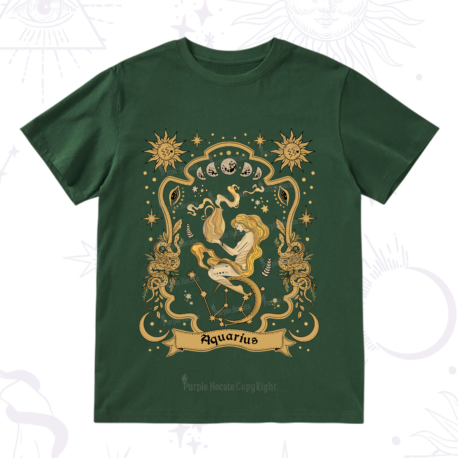 Purplehecate Aquarius' Astral Mirage Zodiac T-Shirt