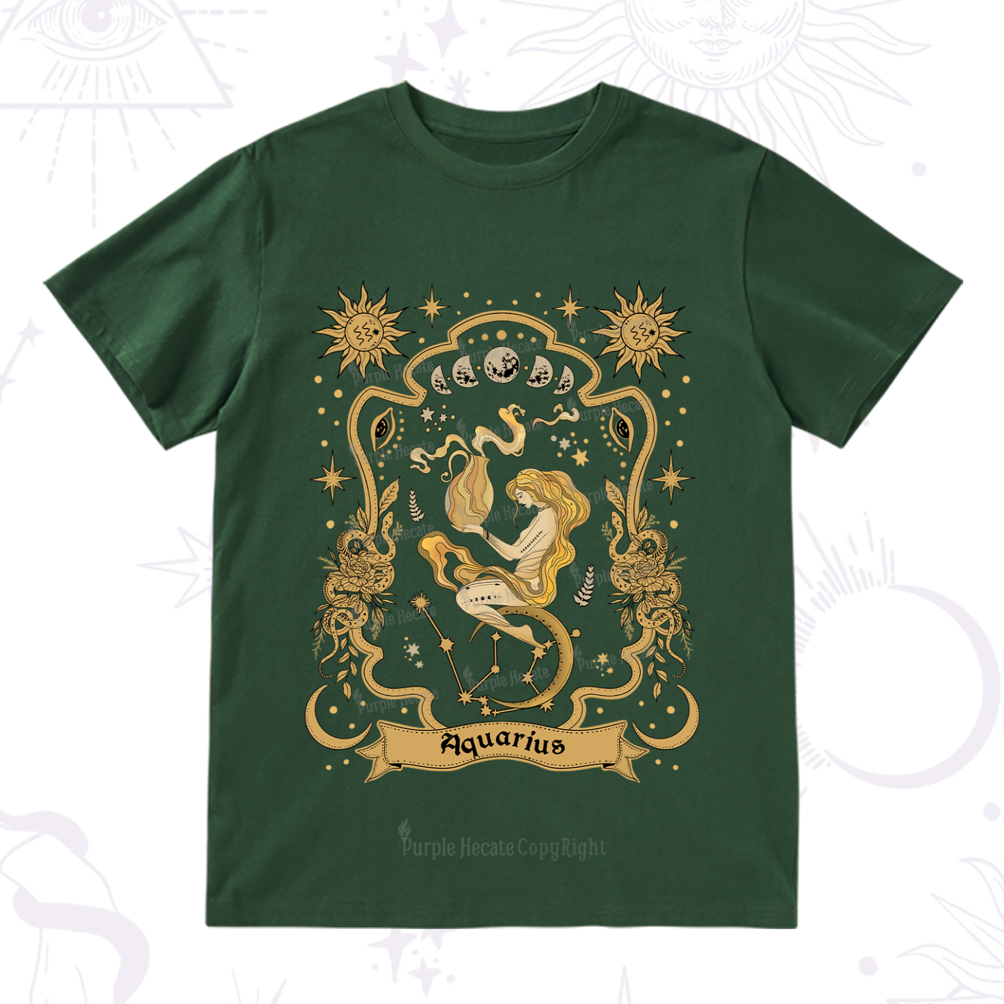 Purplehecate Aquarius' Astral Mirage Zodiac T-Shirt