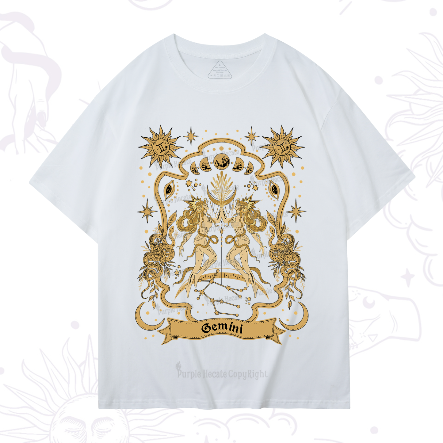 Purplehecate Gemini' Astral Mirage Zodiac T-Shirt