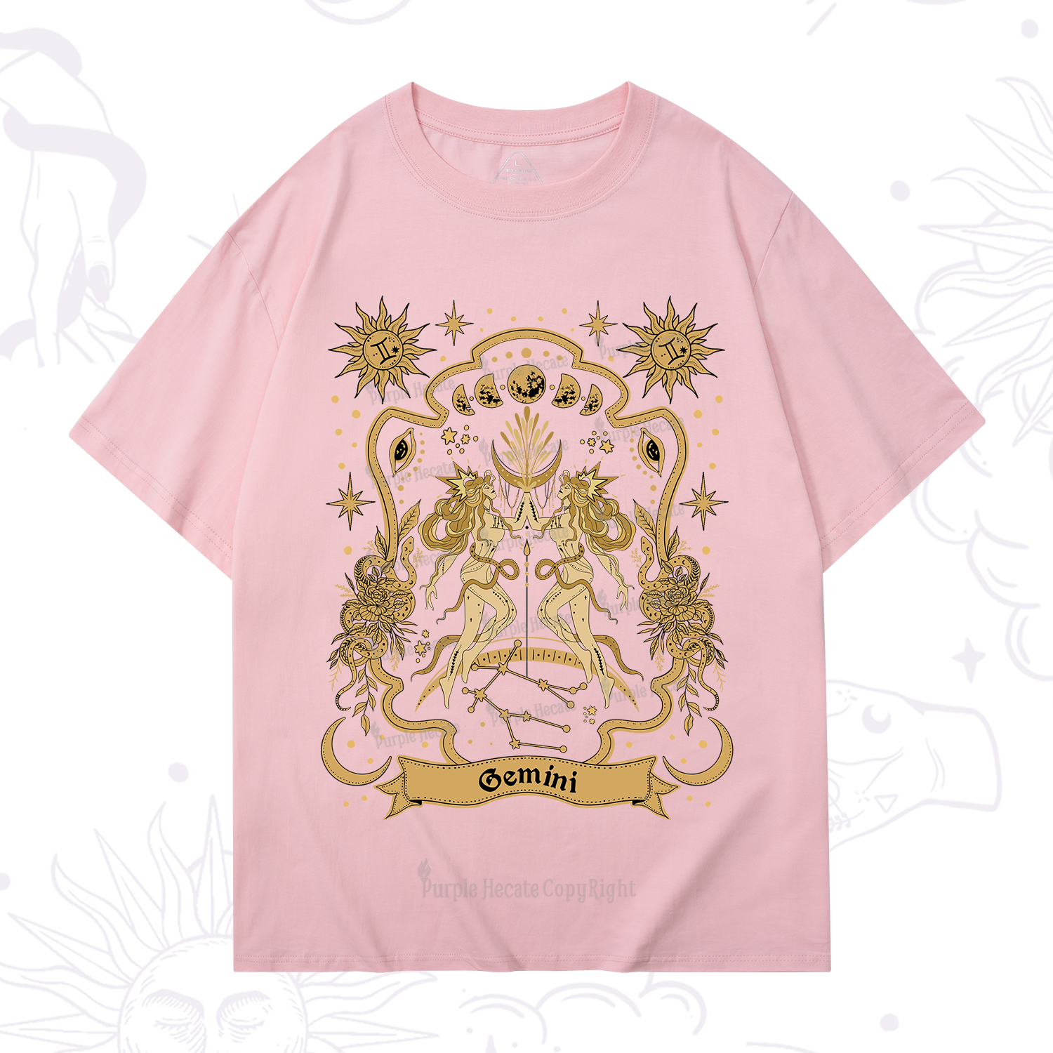 Purplehecate Gemini' Astral Mirage Zodiac T-Shirt