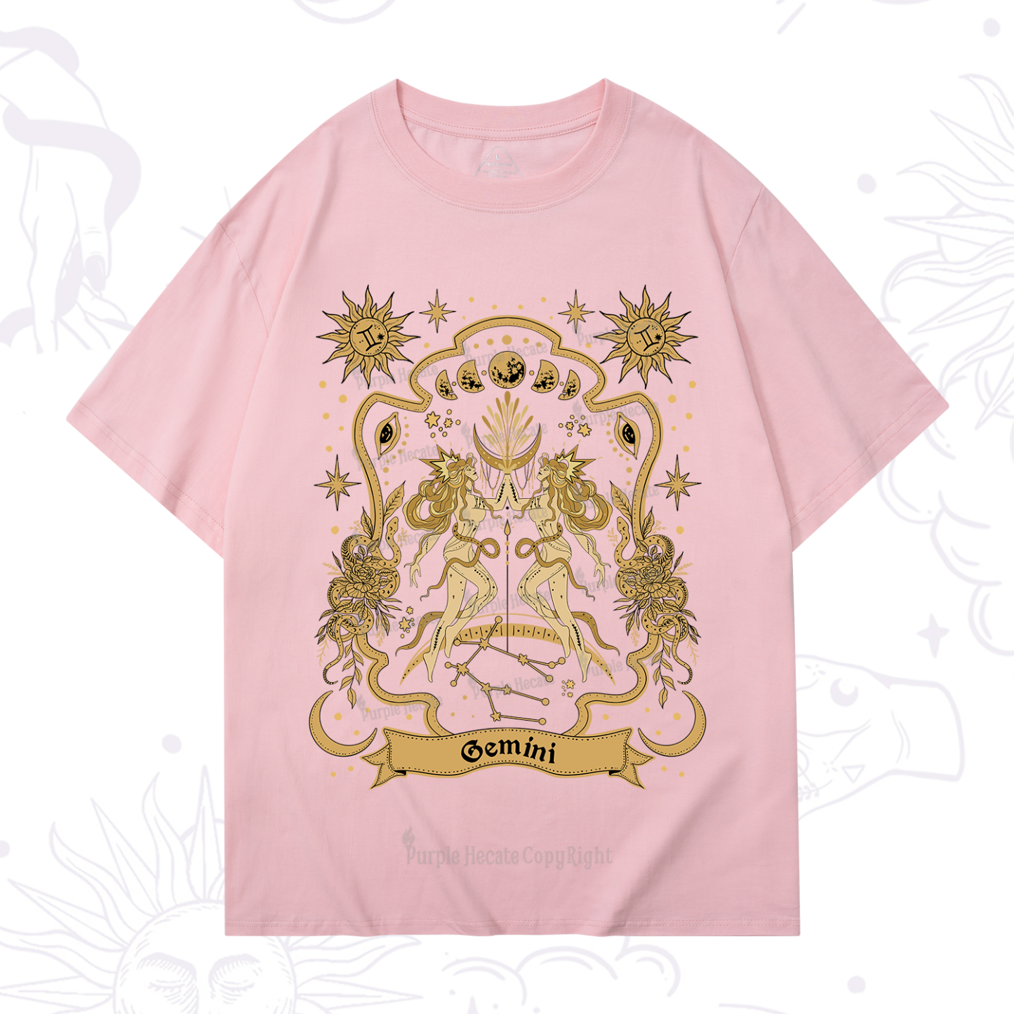 Purplehecate Gemini' Astral Mirage Zodiac T-Shirt